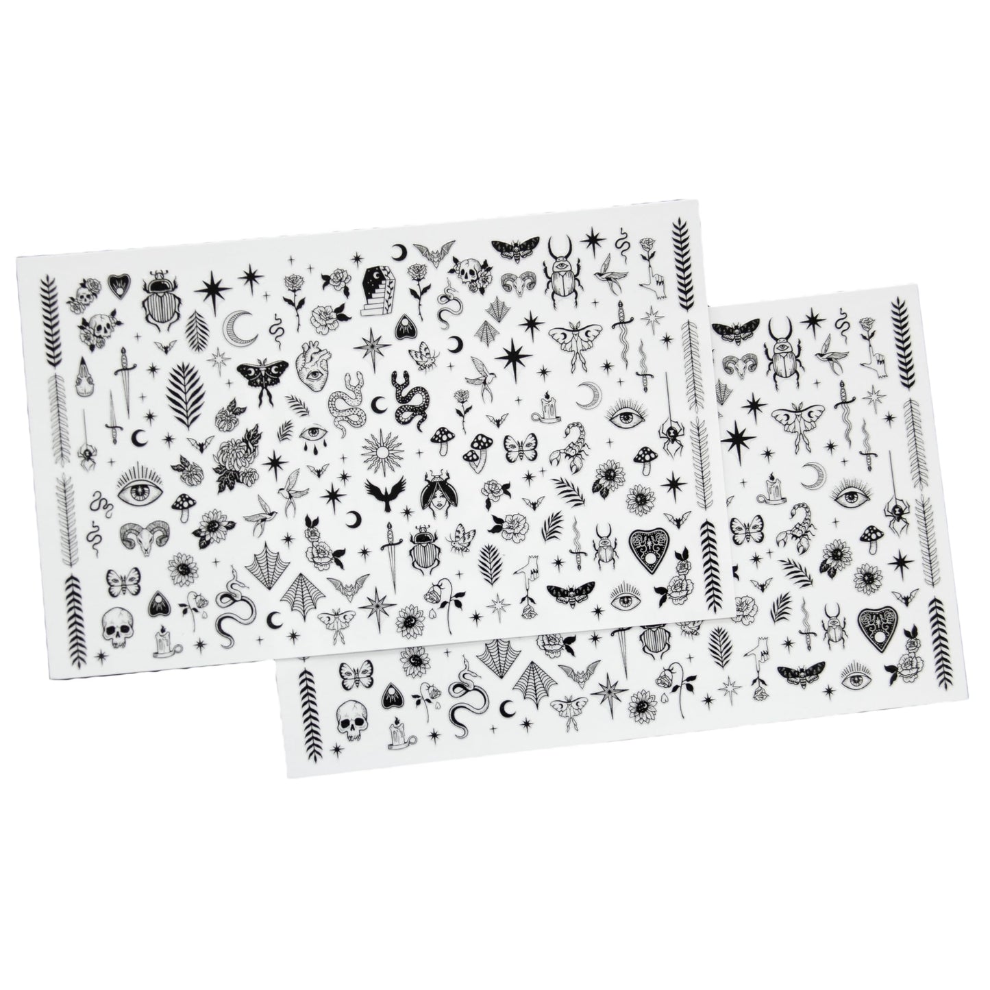 Ectogasm Nail Stickers Edition 01 Black | Witchy Art Moons, Stars, Mushrooms, Snakes, Spiderwebs, Bats, for Gothic Halloween Style Alternative Fashion