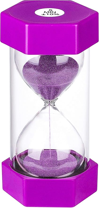 SuLiao Hourglass 5 Minute Sand Timer : Plastic Sand Clock, Small Purple Sand Watch 5 Min,Reloj De Arena,Hour Glass Colorful Sandglass Timer for Kids, Games, Classroom, Kitchen, Decor