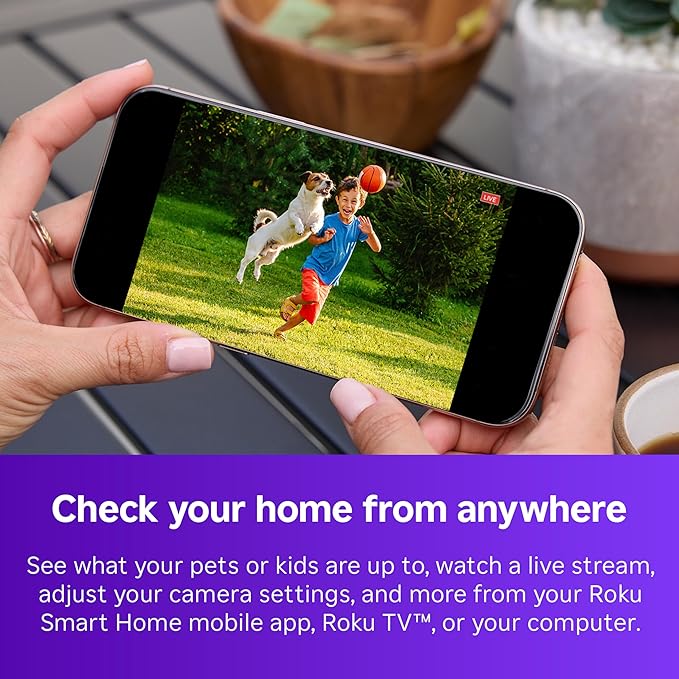 Roku Battery Camera for Home Security - New Weather-Resistant Indoor & Outdoor Wireless Camera & Pet Monitor with 1080p HD & Two-Way Audio - Rechargeable, Motion Detection & Wi-Fi
