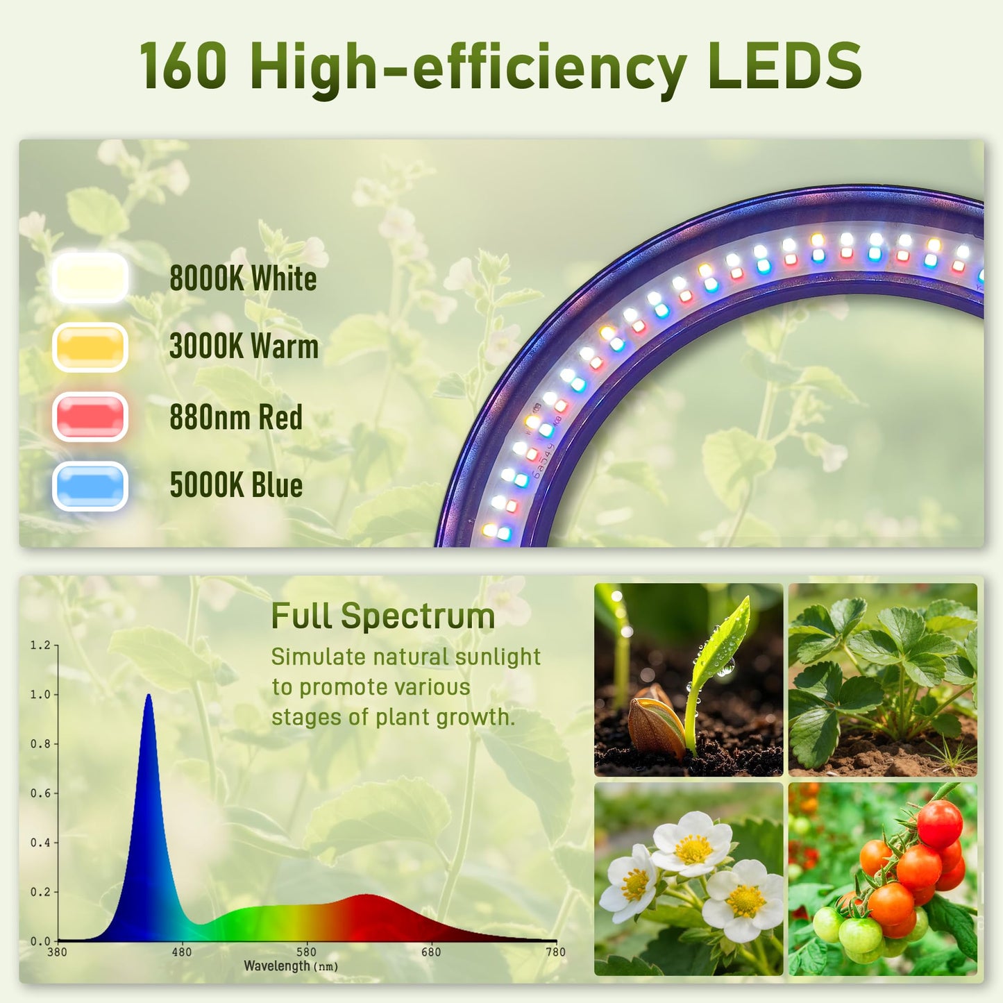 LETKEYS Floor Grow Lights for Indoor Plants, 10in Head Full Spectrum LED Plant Light with Stand, 10 Dimmable Levels & 3 Lighting Modes, Auto On Off Timer 3/9/12H, 36.6-66.6" Adjustable Height, Black