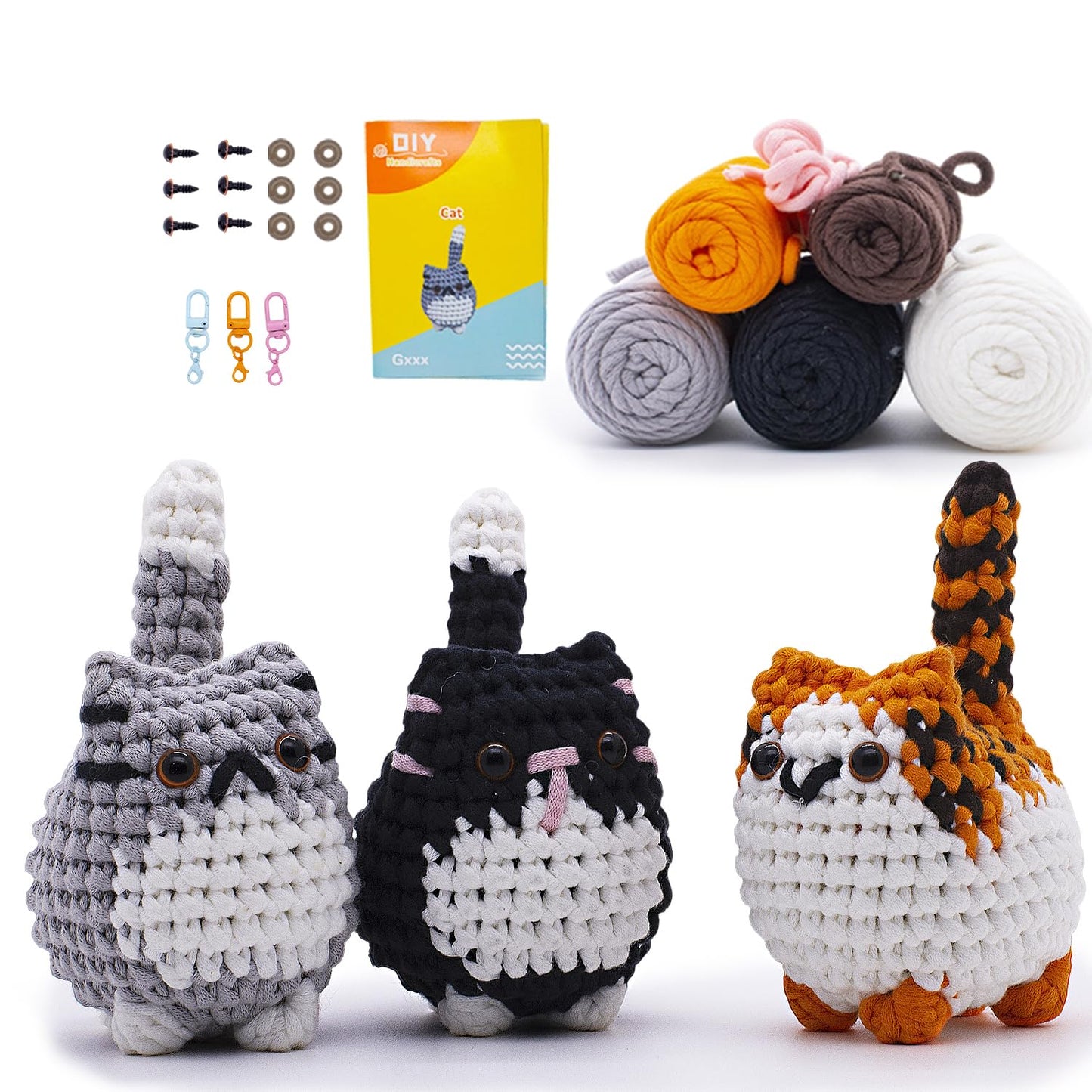 Crochet Kit for Beginners with Step by Step Manual & Video Guides, Amigurumi Crochet Kits for Starters Knitting, Beginner Crochet Animals for Adults Teens with Safety Eyes, Hooks, Easy Yarn, Needles