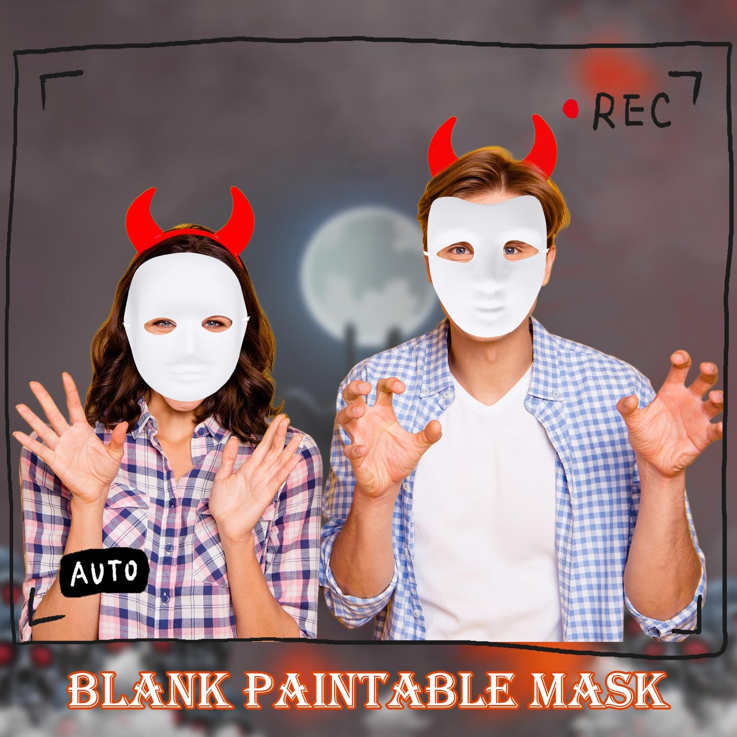 Fahacop 60 Pcs Paper Mache Mask Paintable White Masks DIY Paper Mache Masks for Halloween Artistic Theater Cosplay Art Class Party Decorations, 3 Sizes