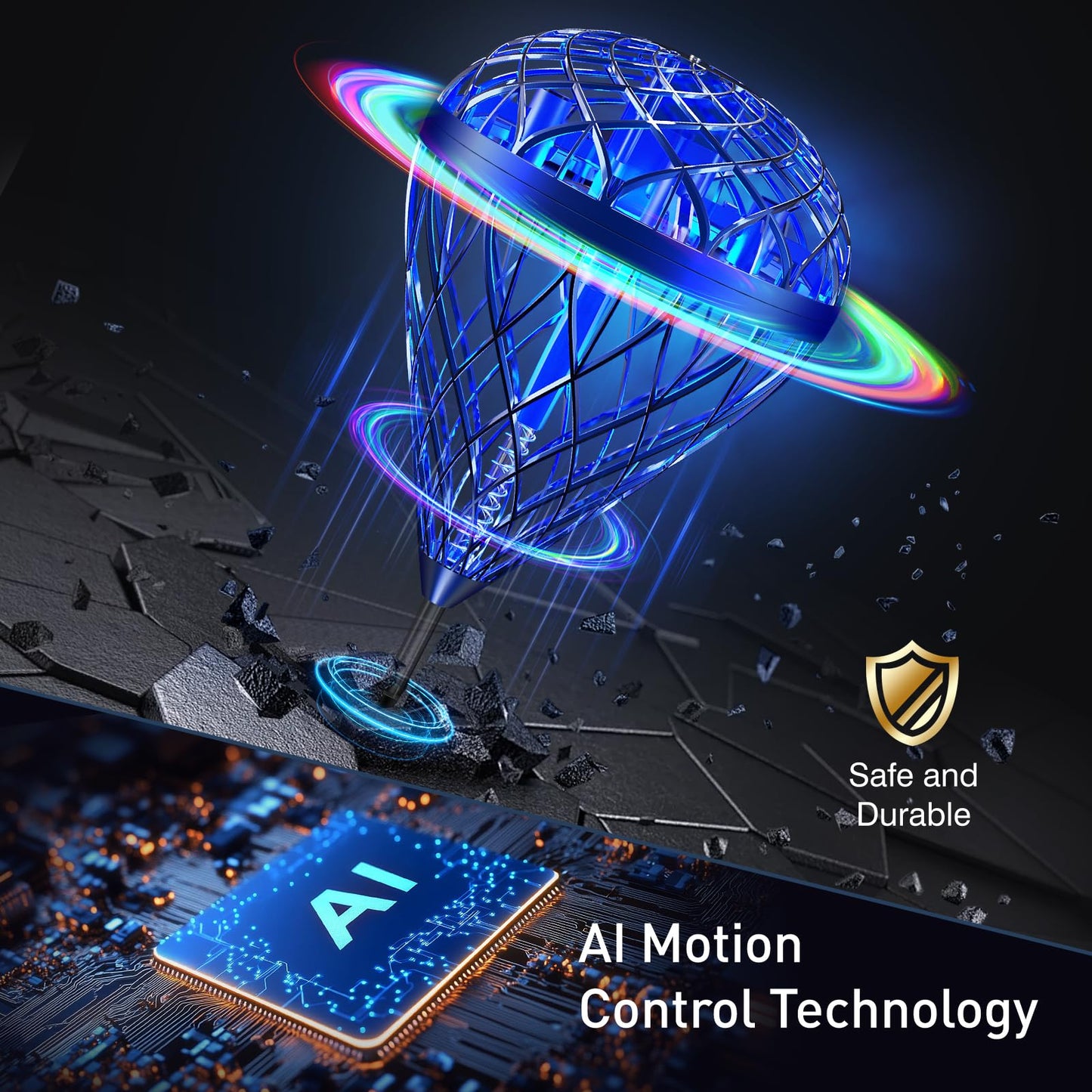 AMERFIST The Latest Cool and Magical Flying Toy, Combining AI Motion Control Technology with Contact Sensing System, Make it Become Bounce & Flip & Flight Toys, Fully unleashing Your Creativity.
