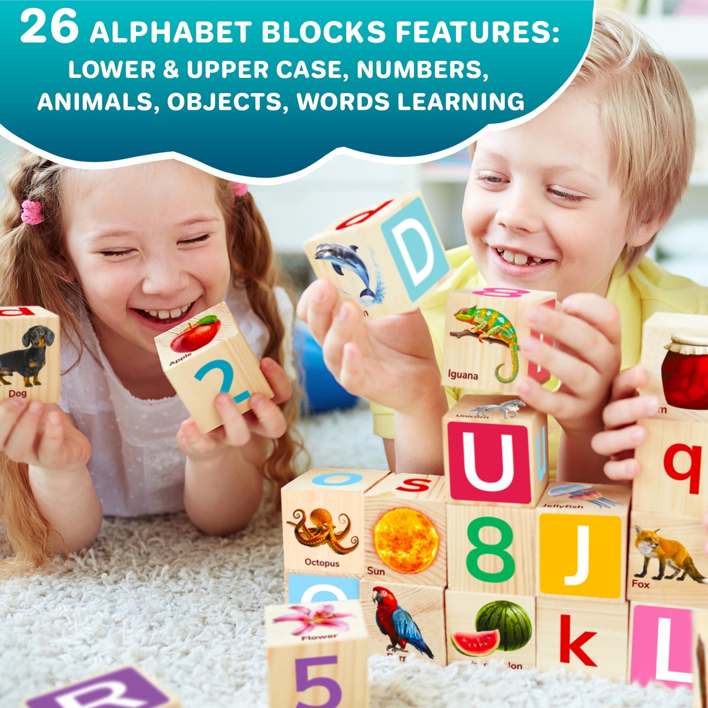 QUOKKA Set of 2 Wooden Blocks for Toddlers