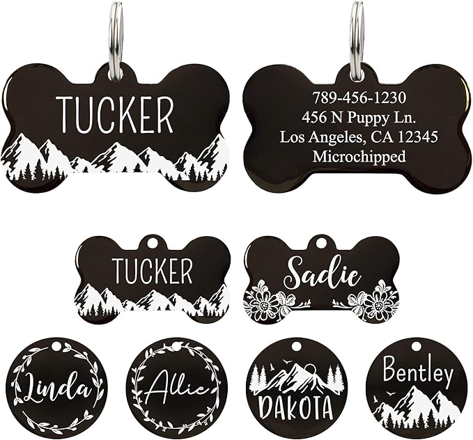 Ultra Joys Custom Dog Tag Personalized Pet Name Tag - Large Bone Mountain