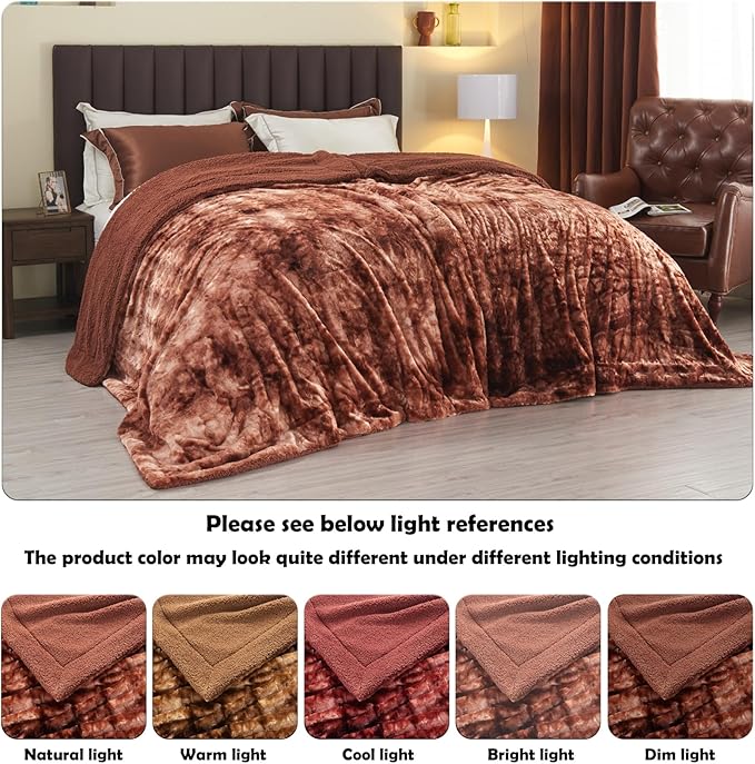 NEWCOSPLAY Super Soft Faux Fur Throw Blanket for Couch Tie-dye Dark Brown Sherpa Fuzzy Plush Warm Blanket for Sofa Bed (Tie-dye Dark Brown, Throw(40"x50"))