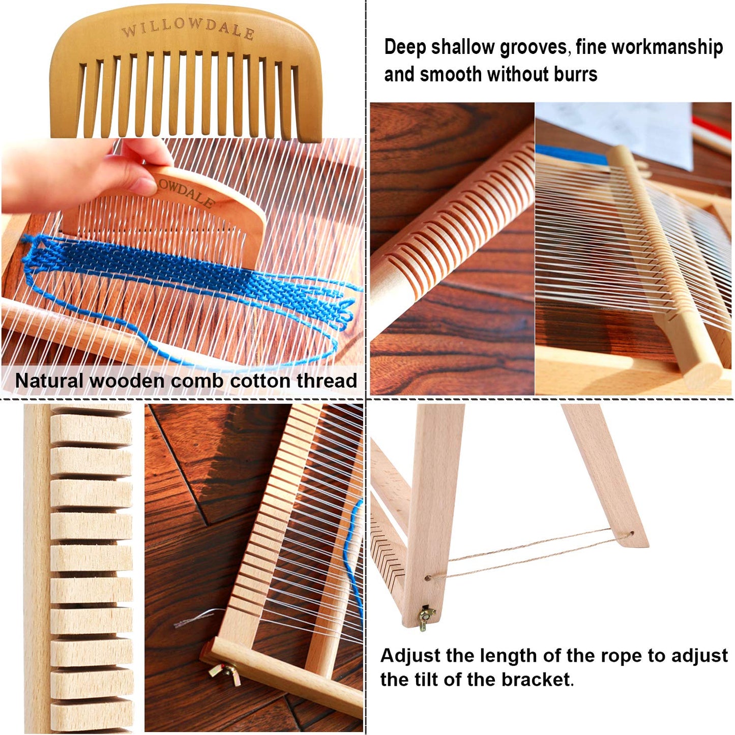 WILLOWDALE 25.2" H x 19.3" W Weaving Loom with Stand Wooden Multi-Craft Weaving Loom Arts & Crafts, Extra-Large Frame, Develops Creativity Weaving Frame Loom with Stand for Beginner