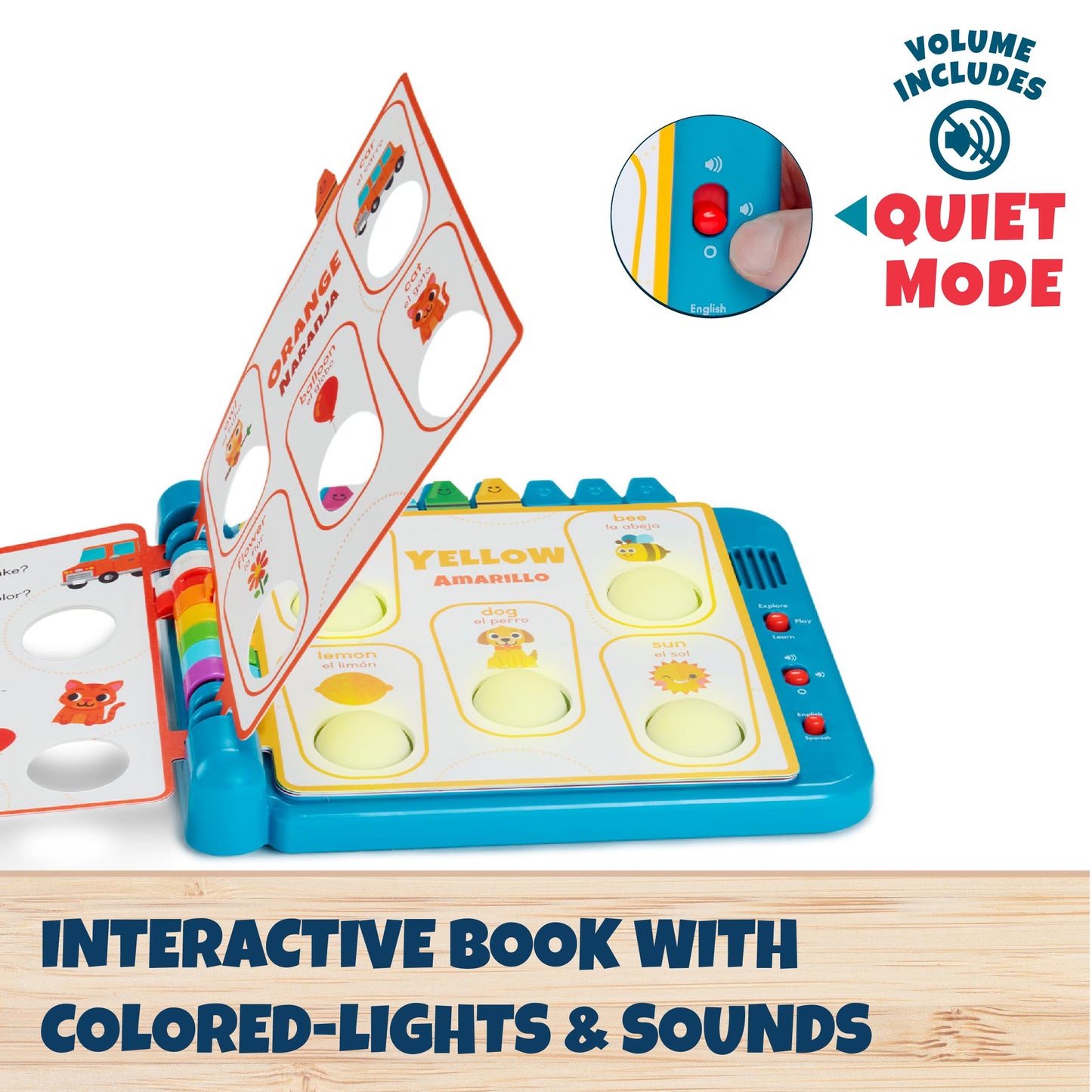 Chuckle & Roar Pop It! Book: Colors – Interactive Sensory Learning Book with Bilingual English & Spanish Play, Grow-with-Me Modes, Quiet Mode, Color Learning Toy for Toddlers Ages 1–4+