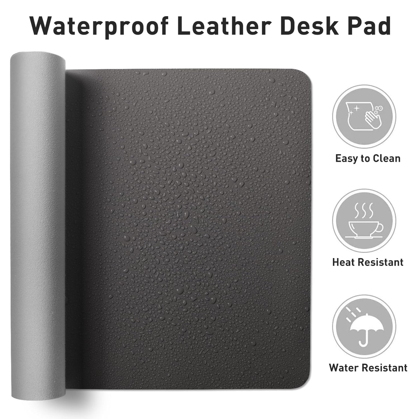 Leather Desk Pad Protector,Mouse Pad,Office Desk Mat, Non-Slip PU Leather Desk Blotter,Laptop Desk Pad,Waterproof Desk Writing Pad for Office and Home (Gray,31.5" x 15.7")