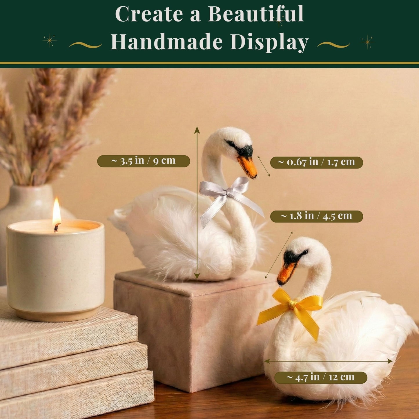 Arvinovia Needle Felting Kit – Make 2 Swan Figures, Complete Wool Felting Starter Kit with Tools & Step-by-Step Video Instructions, Guided DIY Craft Kit for Adults & Teens, Creative Gift Idea