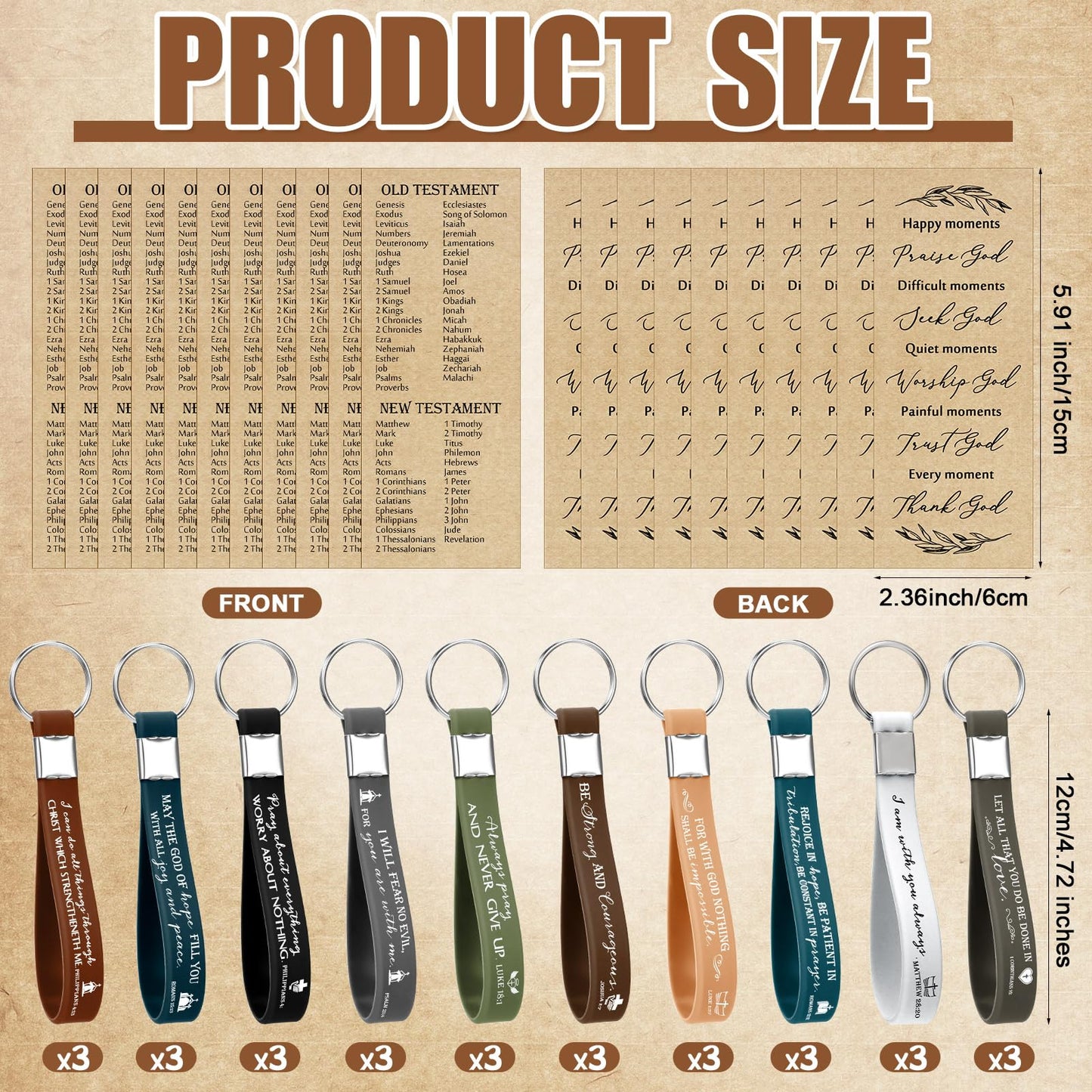 Gueevin 30 Sets Easter Christian Church Gift Bulk Bible Verse Bamboo Pens Religious Bookmarks and Scripture Silicone Keychains Appreciation Gift for Employee Nurse Women Men Pastor Teacher Sunday