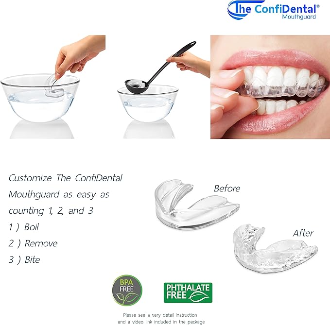 The ConfiDental Mouth Guard for Grinding Teeth at Night - 3 Models Pack of 6 Moldable Dental Night Guards for Teeth Grinding and Clenching Teeth Grinding Mouth Guard for Sleep