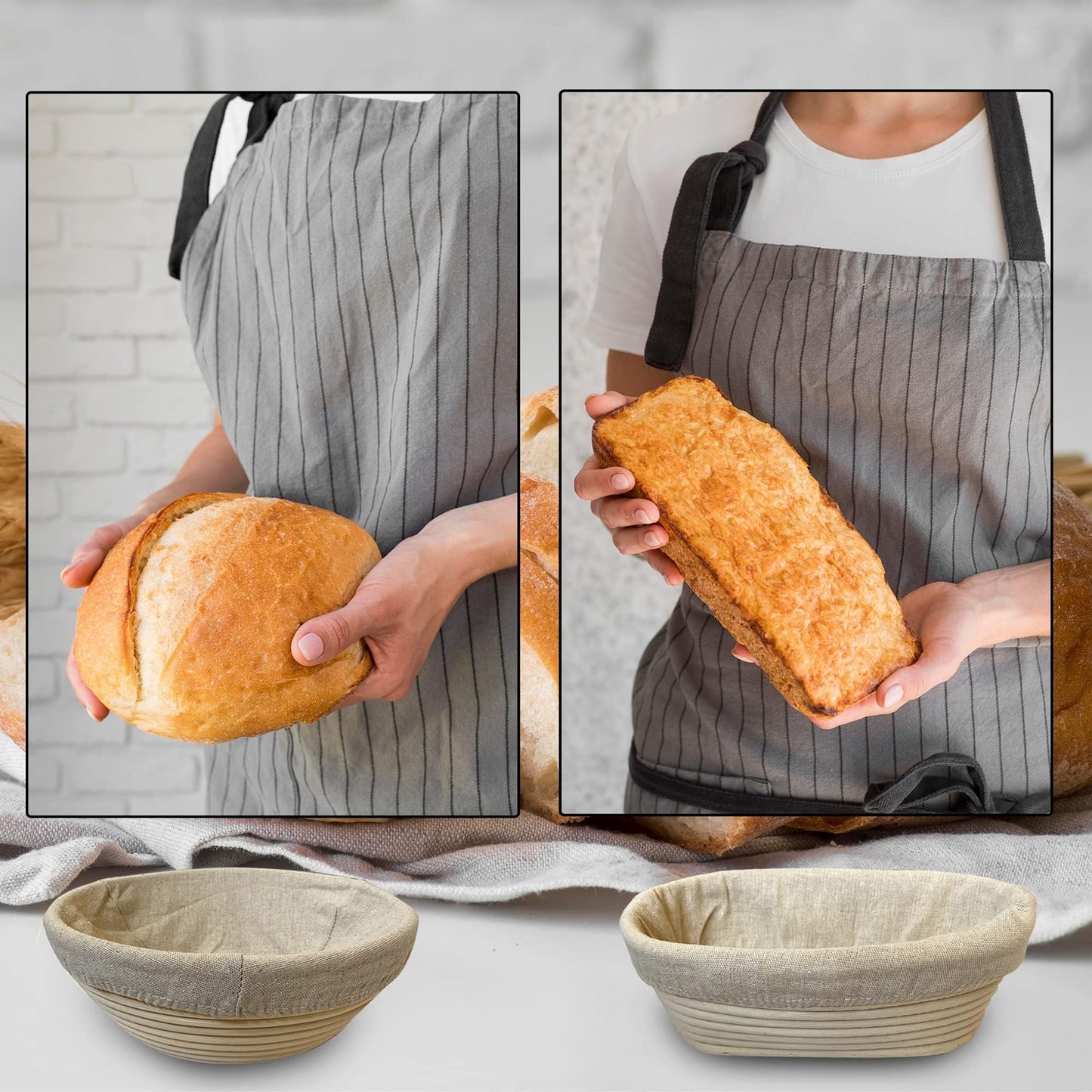 9 Inch Round Bread Banneton Proofing Basket Set of 2 – Sourdough Proofing basket kit for Artisanal Baking – Bread Making Tools For Professional & Home Bakers (9 inch round- 2 pack)