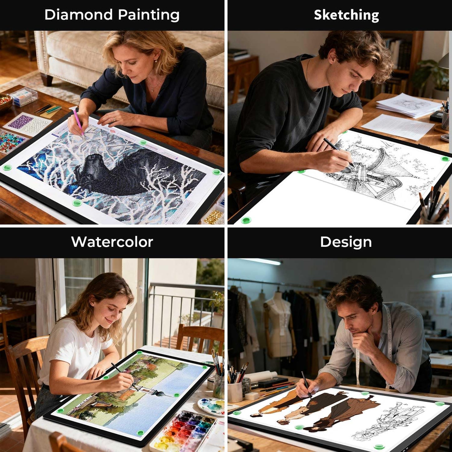 Zocelight Rechargeable A2 Light Pad 25.2" x 18.4",Magnetic Light Board for Diamond Painting,Physical Buttons,US Adapter,3 Colors,Stepless Dimming Light Box for Tracing, Light Table Sketching,Drawing