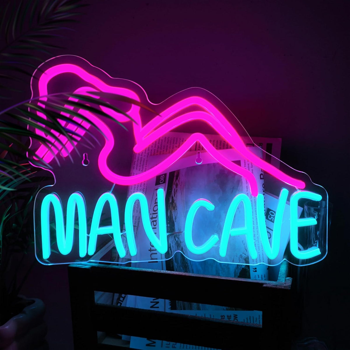 Man Cave Neon Signs Man Cave Neon Lights Sign USB Powered Dimmable LED Light for Bedroom Game Room Bar Pub Club Wall Decor Party