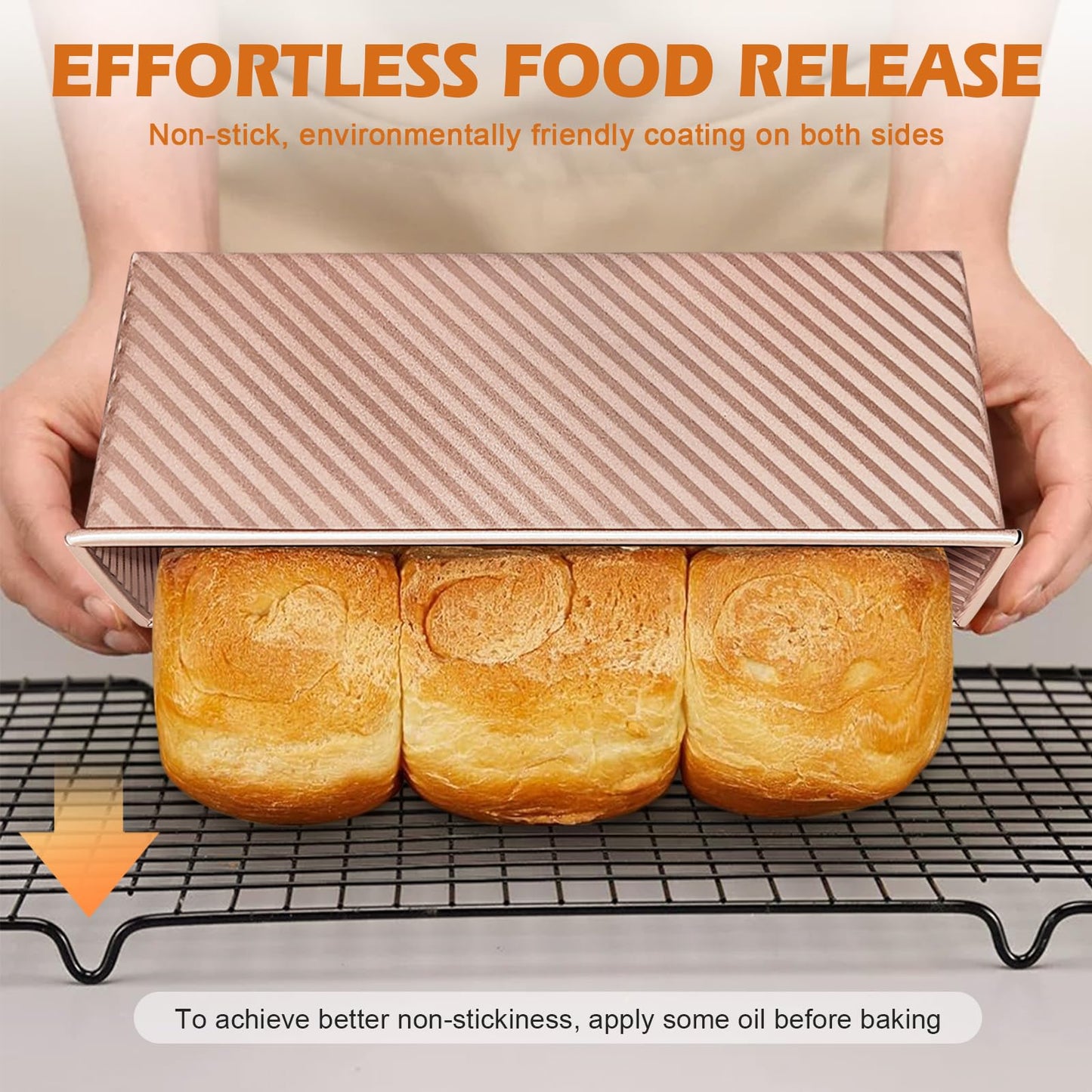 Dipanist 2Pack Pullman Loaf Pans with Lids – 2.2 LB & 1 LB Dough Capacity, Non-Stick Carbon Steel Bread Pans for Homemade Sandwich and Sourdough Bread, Corrugated Toast Mold
