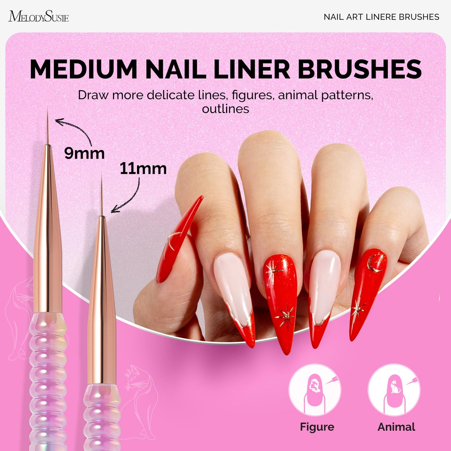 MelodySusie 1PC Round Shape Resin Nail Art Palette and 5Pcs Nail Art Liner Brushes with Nail Brush Holder