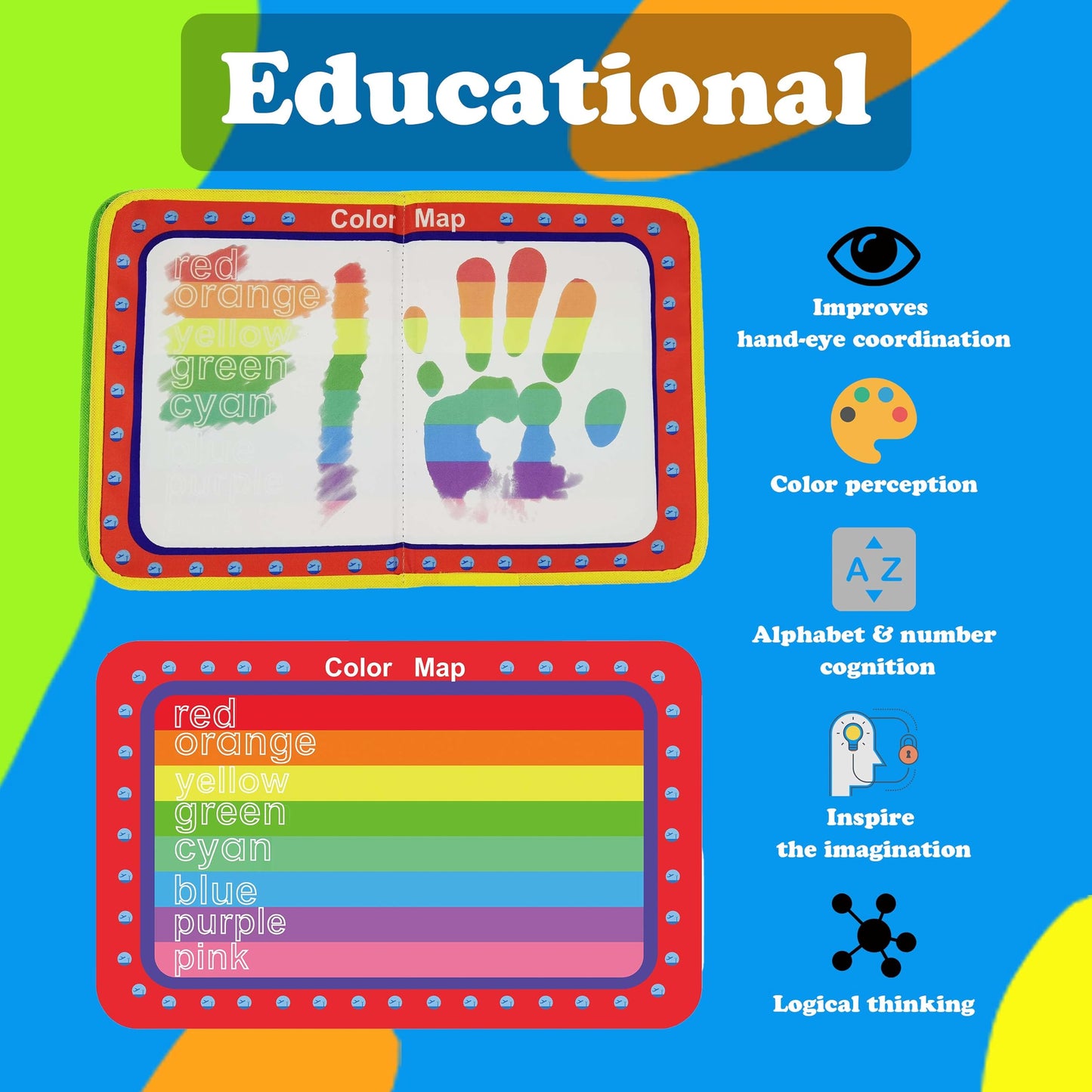 LISKTO Water Doodle Mat Book: Magical Early Childhood Education Toy, Perfect for Travel, Great Gift for Kids