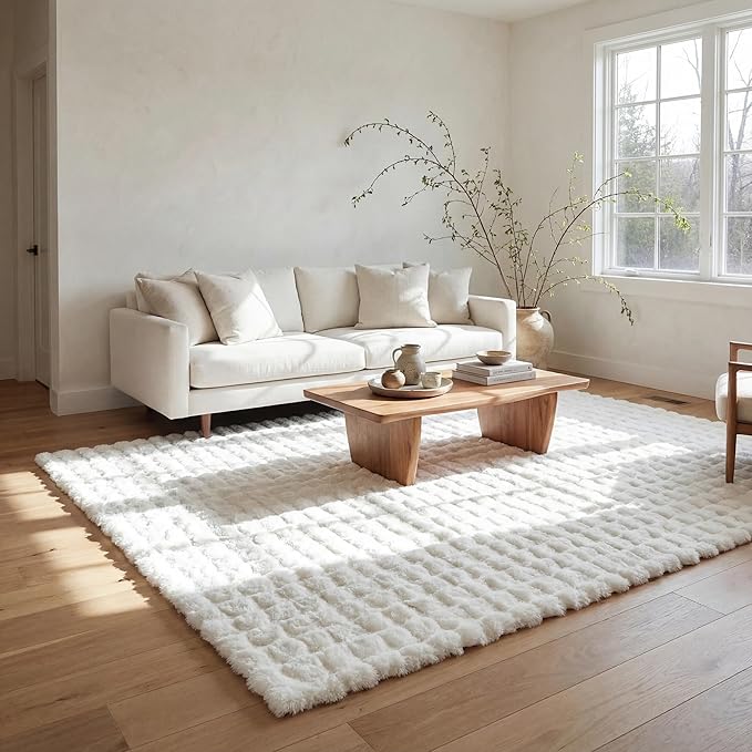 nuLOOM 3'9" x 6' Cozy Plush SuperiorWash Area Rug, Machine Washable, Non-Slip, Soft Fluffy Shag Carpet for Living Room Bedroom Kids Room Nursery Home Decor, Jeni White