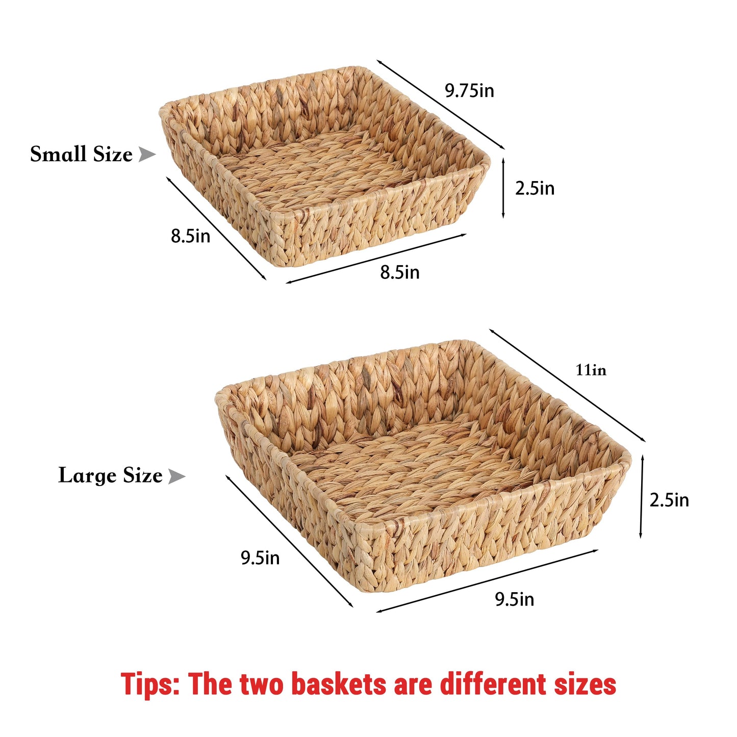 Small Wicker Basket Tray 2 Pack, Small Rattan Basket Set for Gifts,Entryway Console,Tabletop,Office | Woven Wicker Decorative Desk Baskets for Organizing