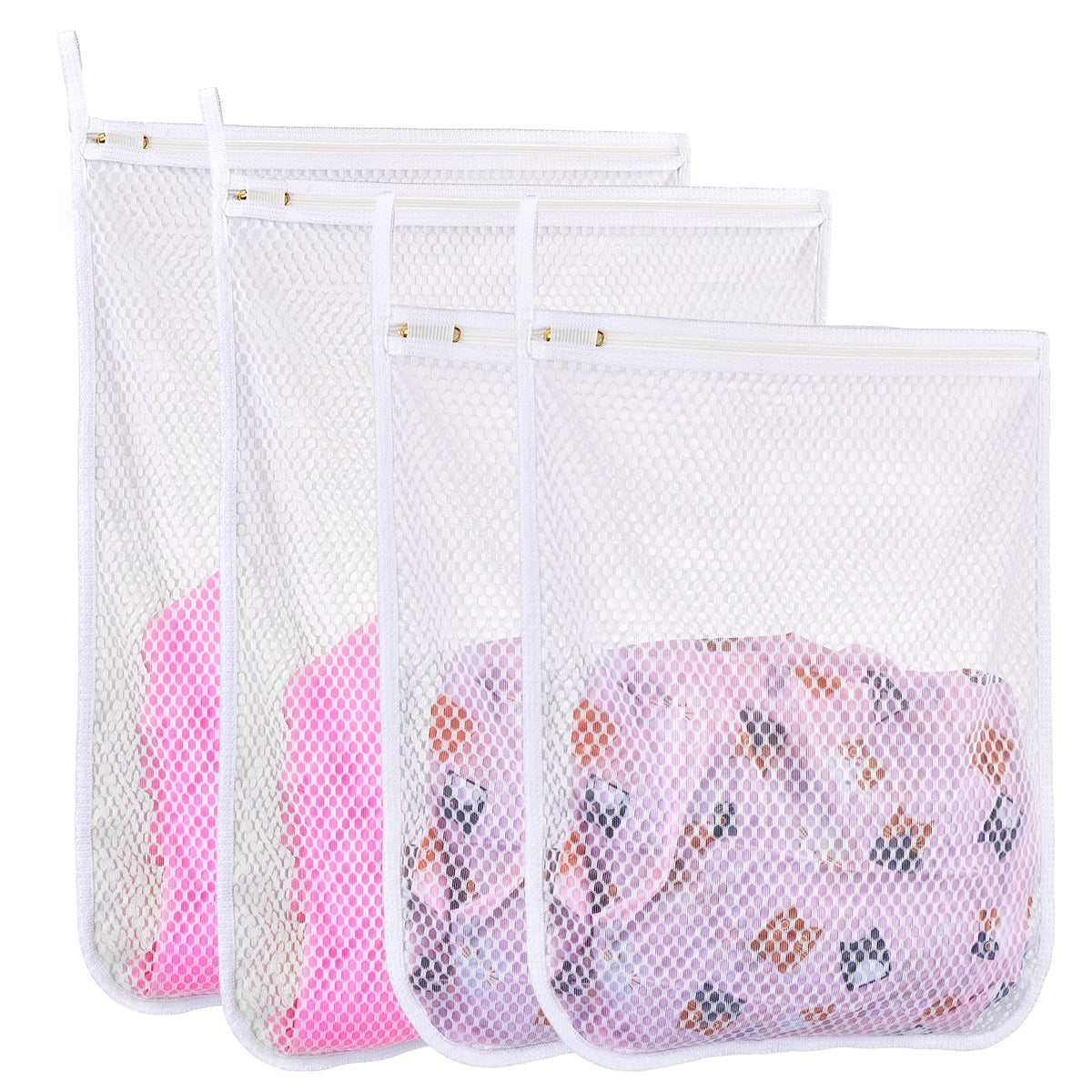 4 pcs Durable Honeycomb Mesh Laundry Bags for Delicates 2 Large (4 Count)