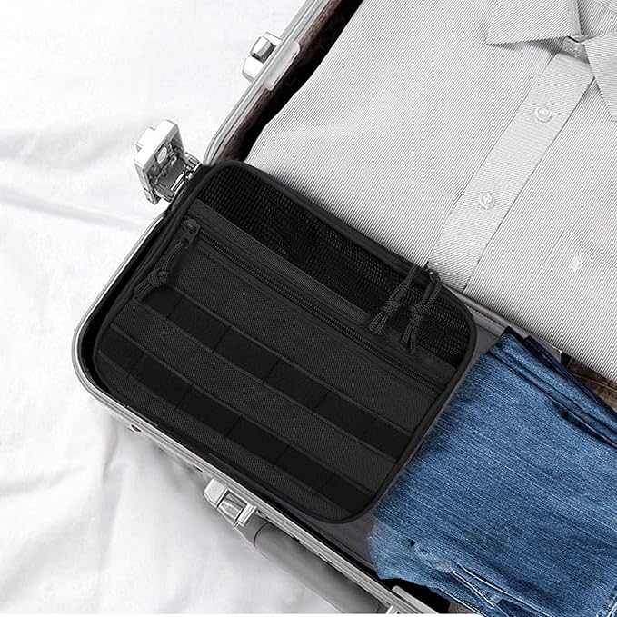 Tactical Travel Toiletry Bag for Men and Women, Hanging Travel Toiletries Organizer Dopp Kit, Toiletry Shaving Hygiene Bag,Bathroom Essentials Men's Toiletry Bag for Short Trips Camping - Black