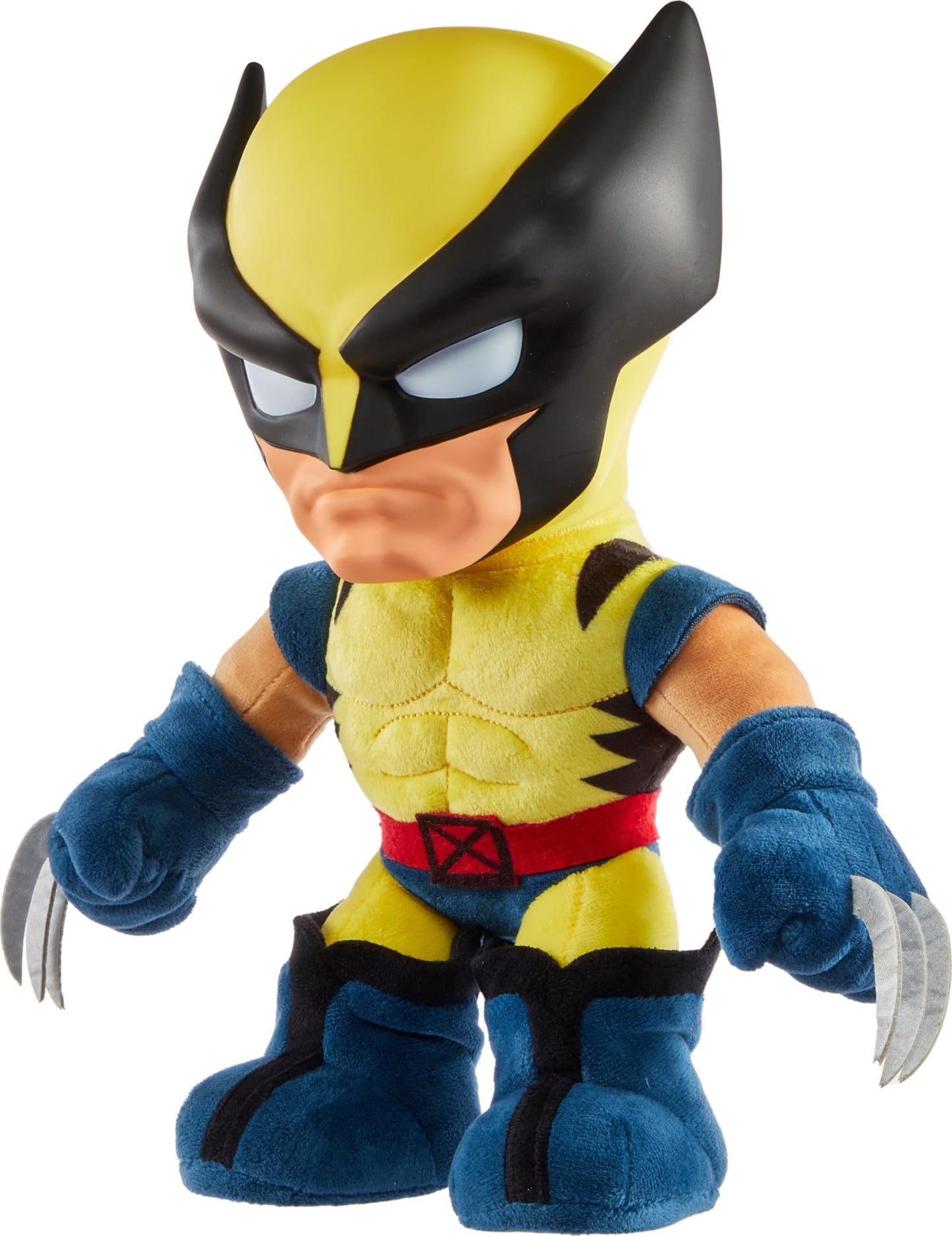Mattel Marvel X-Men Plush Toy with Sounds & Talking, ’97 Wolverine Collectible with Yellow Suit & Retro Animation Style