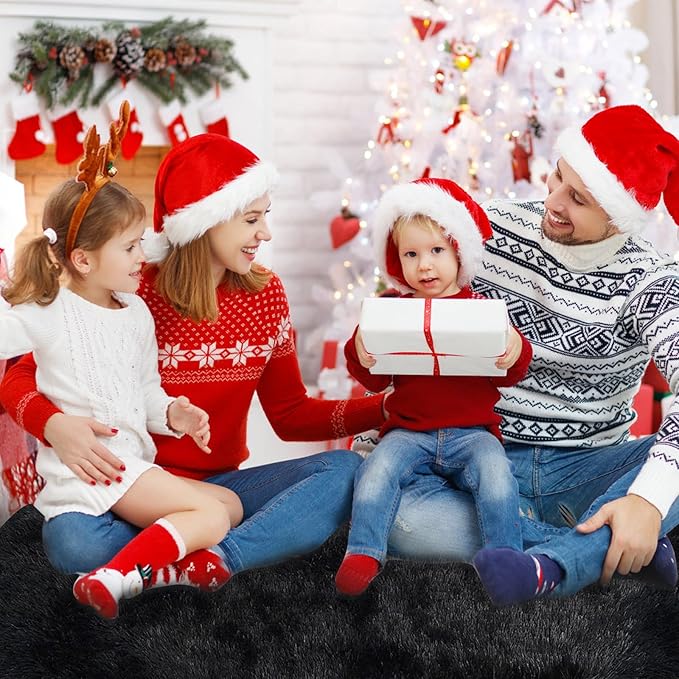 yulidayang Black Fluffy Round Area Rugs for Bedroom,4Ft Shag Circle Area Rugs for Living Room,Non Slip Fuzzy Plush Rug for Kids Boys Girls Room and Dorm Home Decor Rug