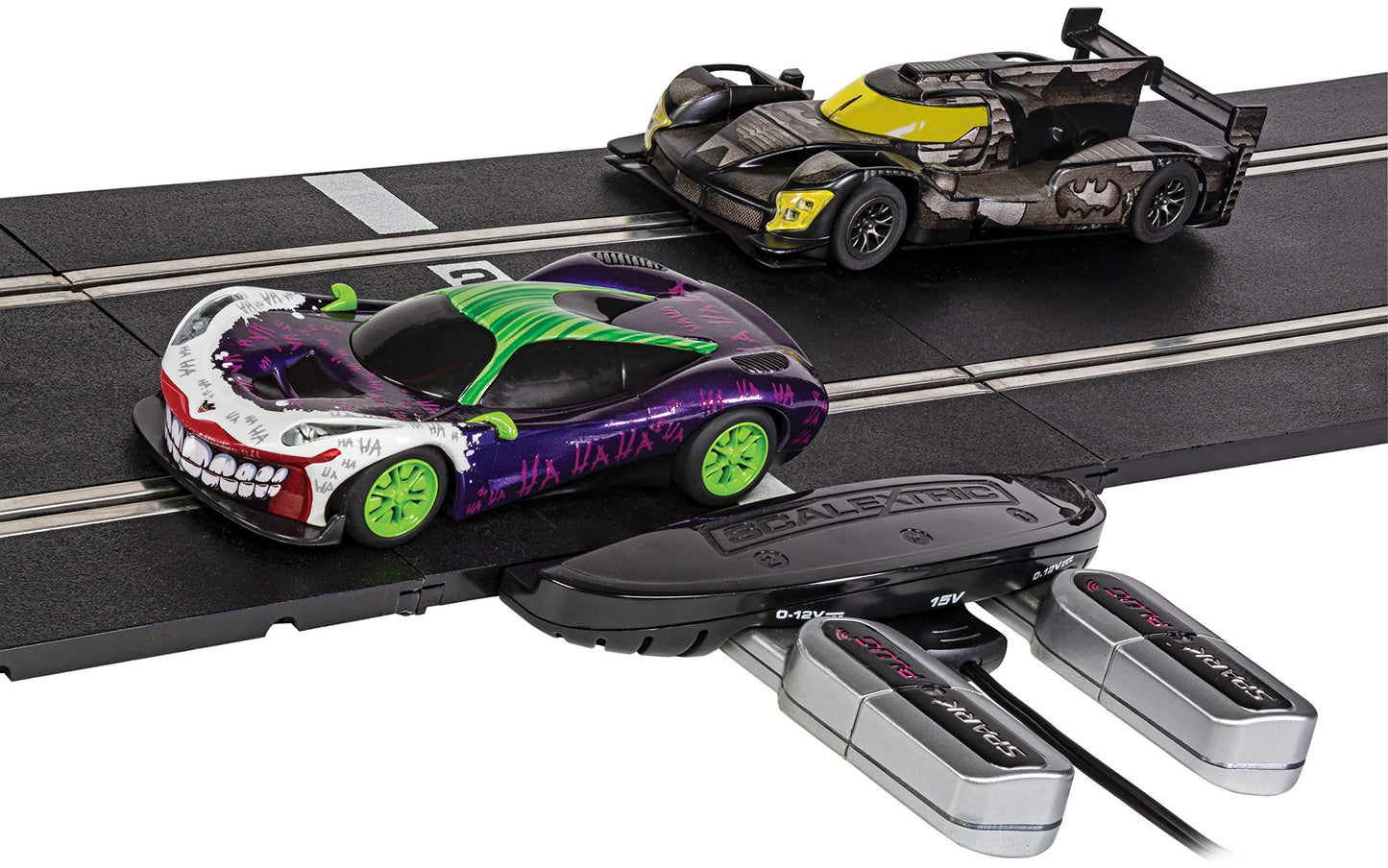 Scalextric Batman vs Joker 1:32 Spark Plug Slot Car Race Track Set C1415T, Black