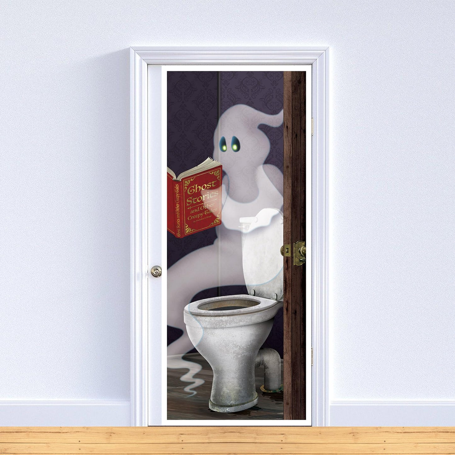 Beistle 2 Piece Ghost Restroom Door Covers - Spooky Halloween Decorations For A Boo-tiful Bathroom, Celebrating With You Since 1900