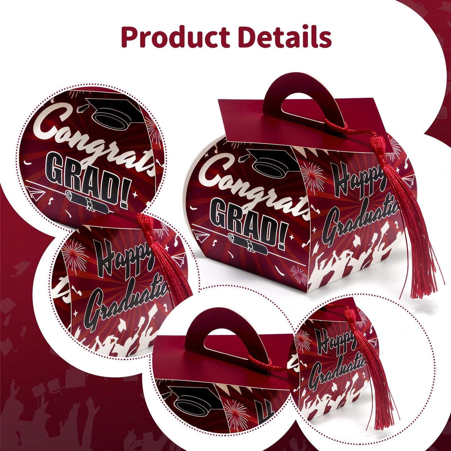 COTOPHER 36 Pcs Graduation Cap Gift Boxes with Tassel, Class of 2026 Graduation Candy Boxes Centerpieces for Tables Party Decorations, Mini Treat Chocolate Box Graduate Favors Supplies