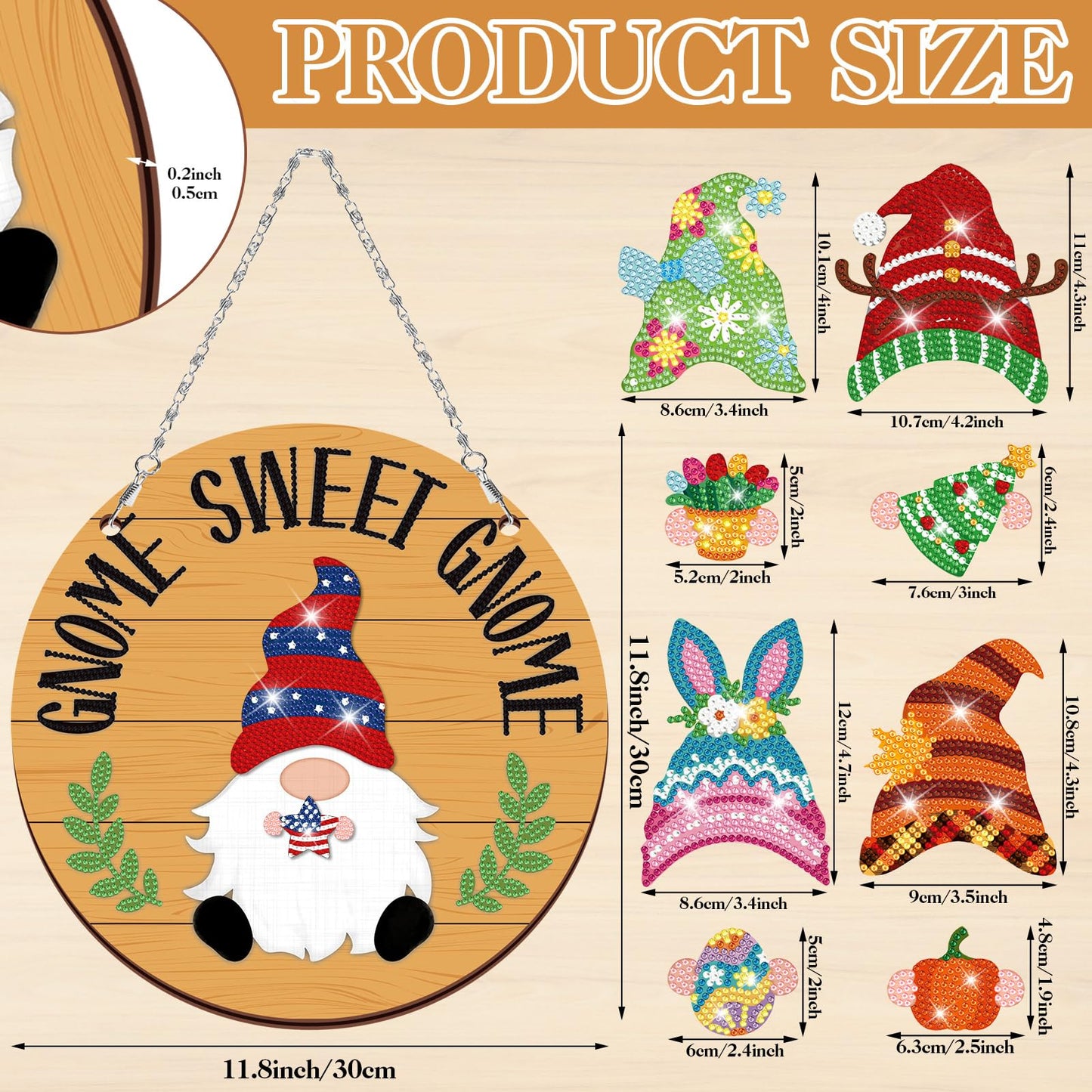 CroBlissful 41 Pcs Interchangeable Iron Gnome Decor DIY Diamond Painting Craft Kit with Magnetic Hats Hands for Seasonal Holiday Decor