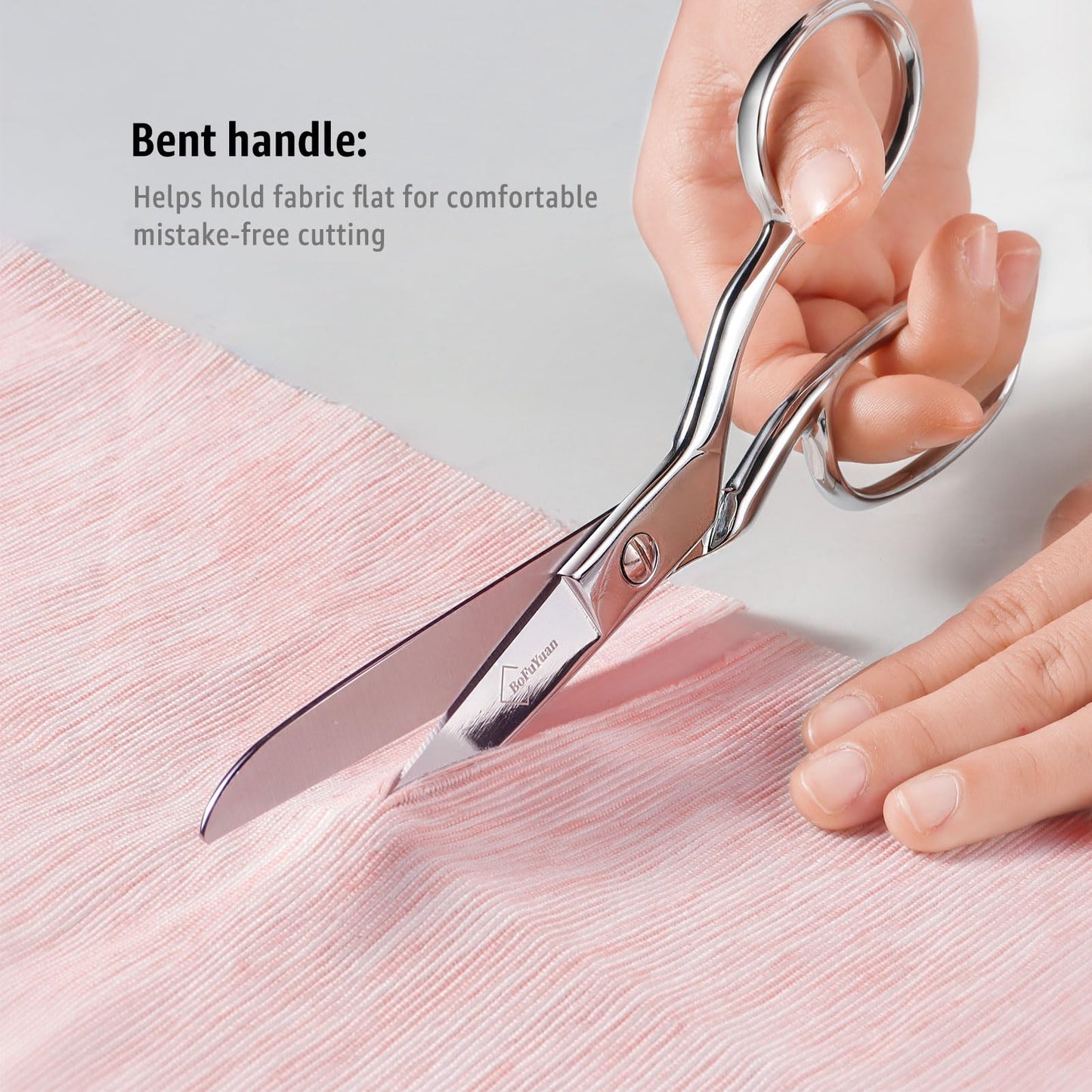 BoFuYuan Professional Stainless Steel Fabric Scissors, 8-Inch Heavy Duty MultiPurpose Tailor Sewing Scissors for Fabric Cutting, Leather, Craft, Sharp Precision Shears Blades, Ergonomic Comfort Grip