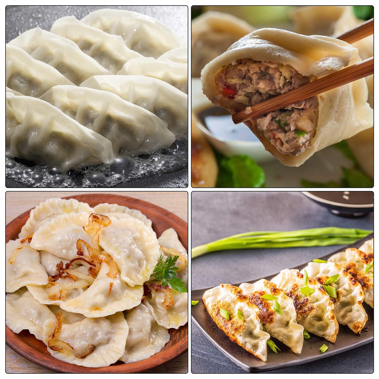 3 Pieces Dumplings Maker Dumpling Press Molds with 3 Pieces Dumpling Skin Maker in 9.5 cm/ 8.5 cm/ 8 cm Dumpling Wrapper Cutter Pie Ravioli Empanadas Press Mold for Kitchen