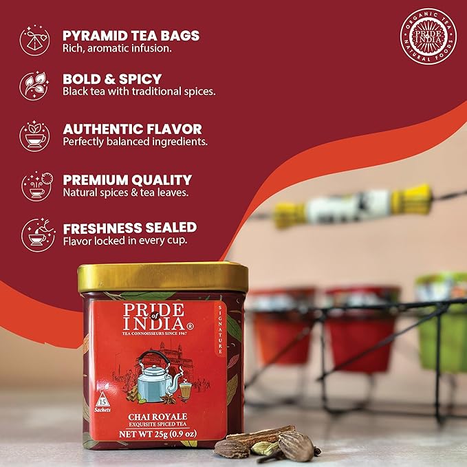 Pride Of India Organic Indian Chai/Spice Tea, 25 Count (6-Pack)