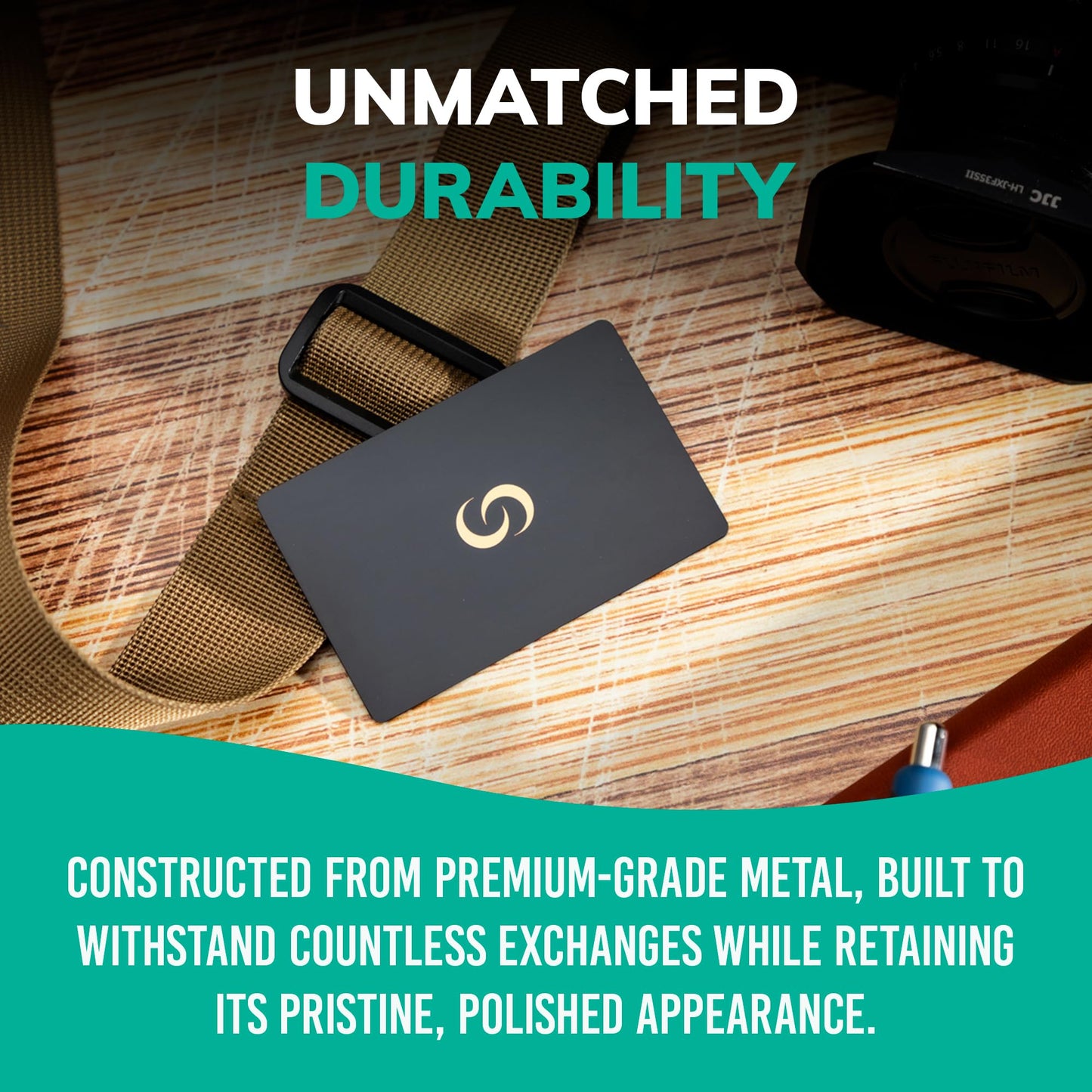Contact Co. Smart Premier Metal NFC Card, Sleek Smart Business Card with Instant App-Free Sharing, Seamless Tool for Entrepreneurs and More, Gold