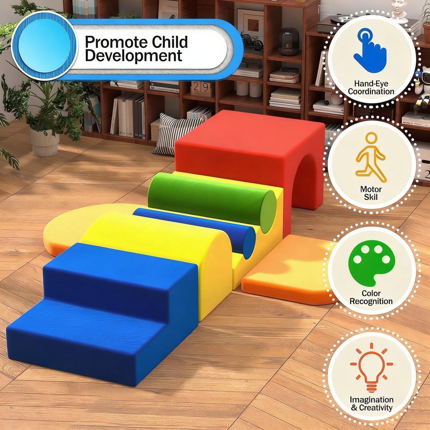 Yaofala 8-Piece Colourful Soft Play Set, Foam Climbing Blocks for Toddlers, Climbing Toys for 1 Year Old, Inside Crawling & Sliding Foam Baby Climbing Blocks
