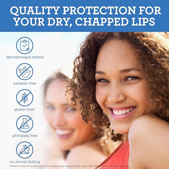 Softlips Daily Lip Moisturizer For Very Dry Lips With SPF, Pearl Tint & Vanilla Flavor Lip Balm, Hydrates, Soothes & Prevents Dry, Chapped Lips, Smooth Glide Formula, Dermatologist Tested, Pack of 2 Chap Sticks