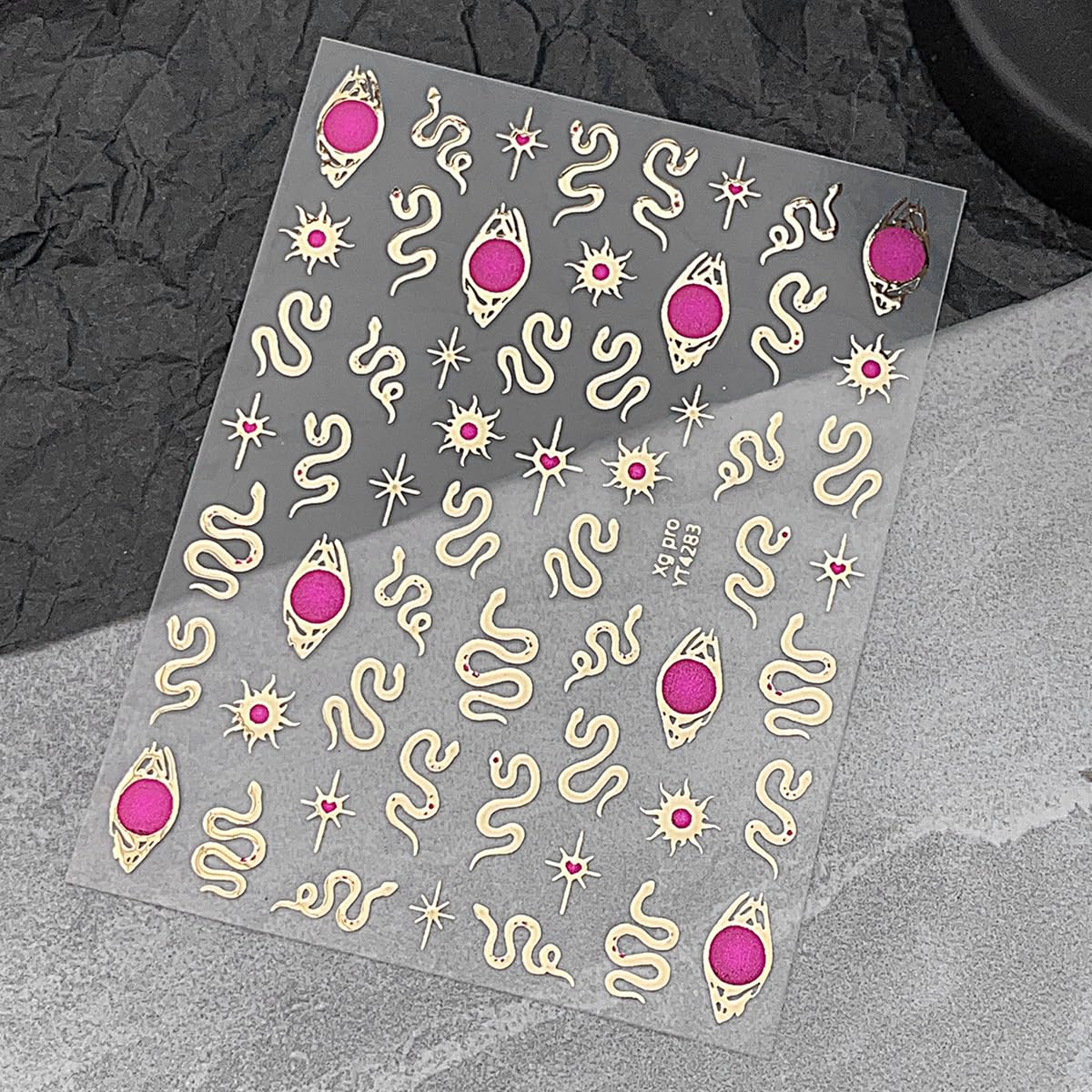2 Sheets Halloween Nail Art Stickers 5D Gold Silver Snake Nail Decals Goth Nails Art Supplies Star Sun Snake Bronzing Designs Self Adhesive Nail Sticker for Women Manicure Tips Accessories