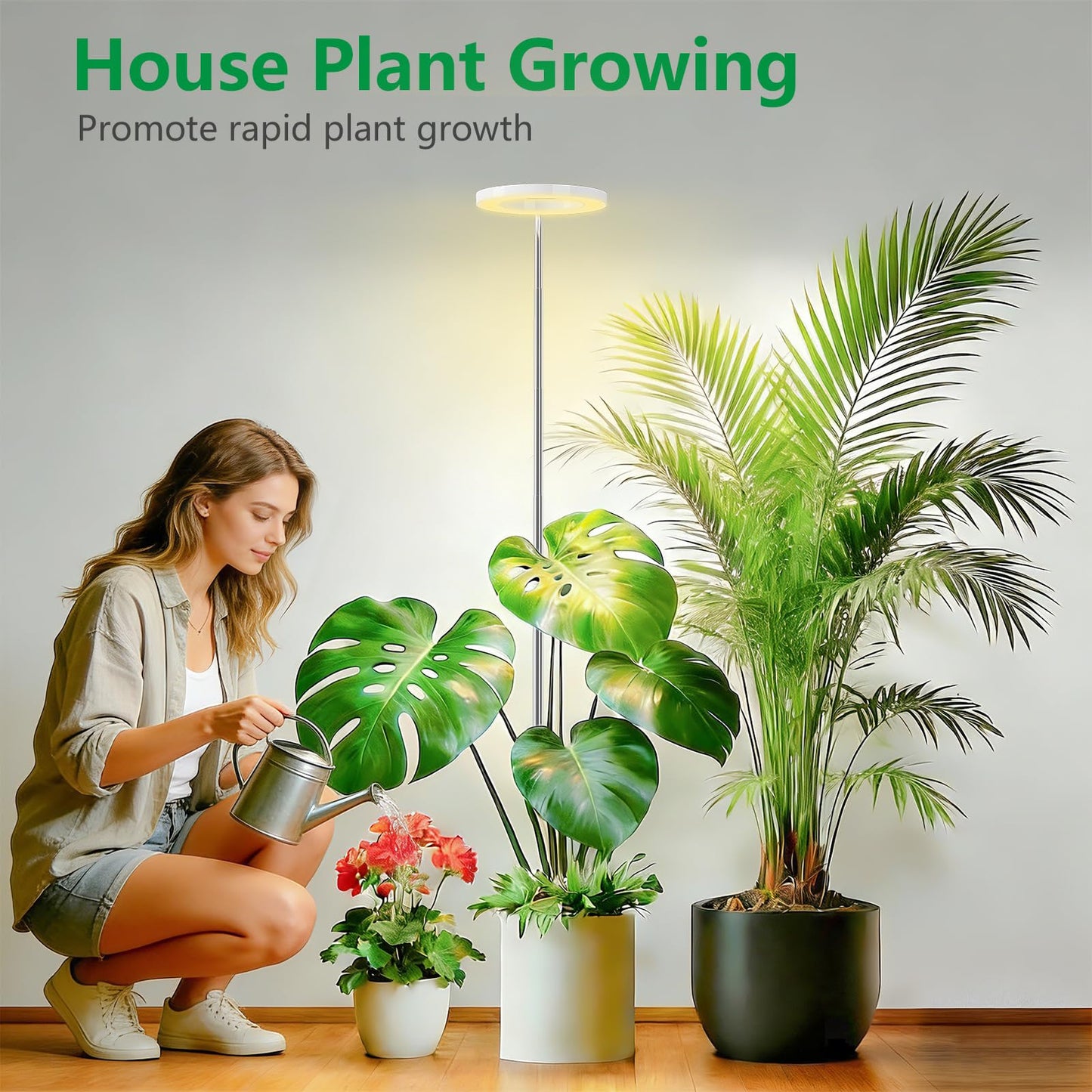 LPMZMBL Grow Lights for Indoor Plants, Indoor Plant Light,80 LEDs Full Spectrum Plant Lights for Indoor Growing with 6/12/16H Timer-W1