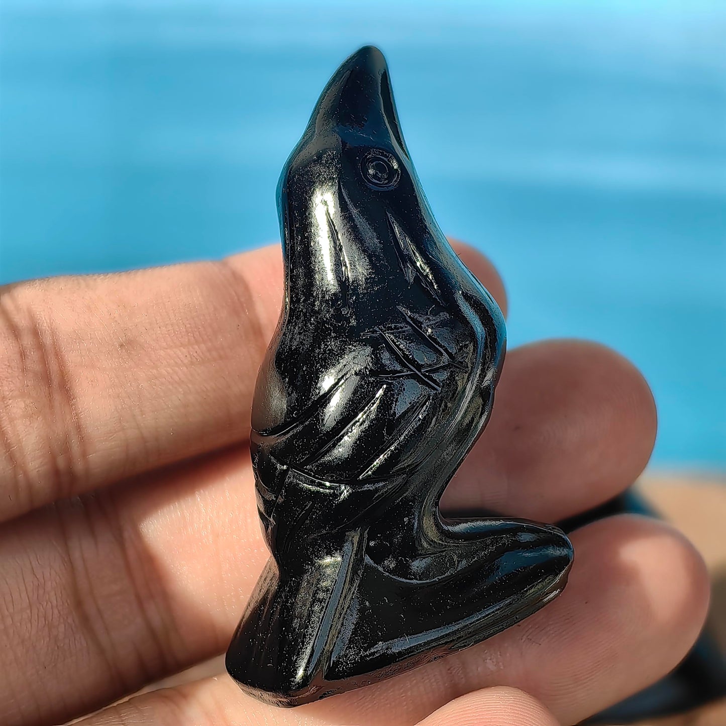2" Natural Obsidian Flame Stone Crystal Raven Statue Healing Crystal Handmade Sculpture Guardian Pocket Statues Reiki Bird Meditation Office Home Decoration Gift (Obsidian)