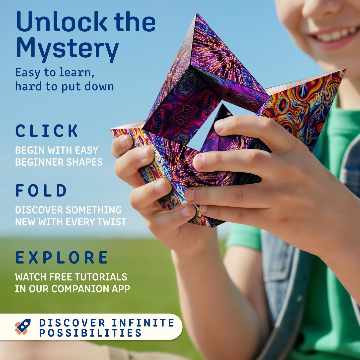 Shashibo Shape Shifting Box - Award-Winning STEM Fidget Toy with Ultra Strong Magnets - Puzzle Cube Transforms Into 100+ Shapes, Perfect Sensory Gift for Kids, Teens, and Adults (Spaced Out)