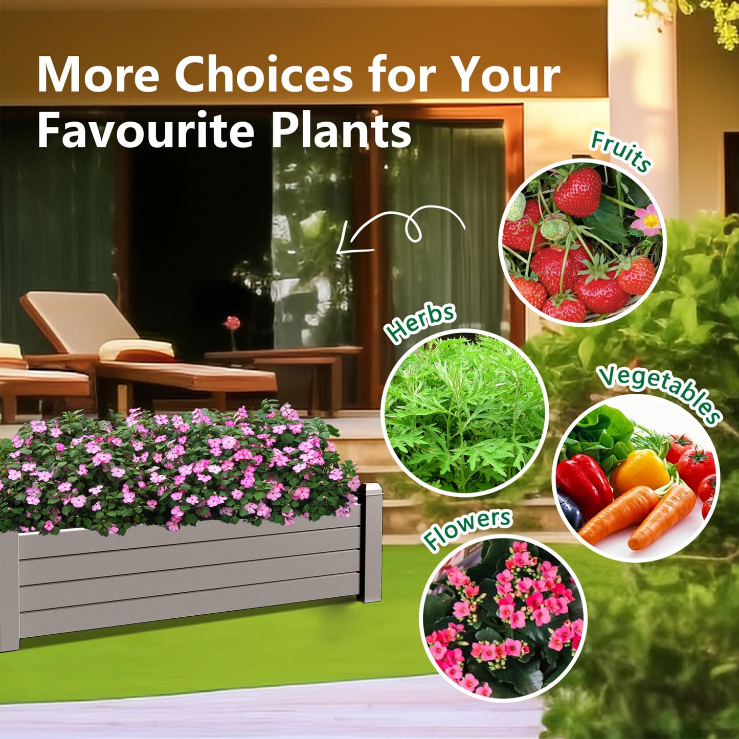 EasyUp Horticulture Garden Bed, Divisible Resin Planter Box for Backyard, Patio, Balcony, with 4 Legs(Gray,43.31 * 17.72 * 12.6)