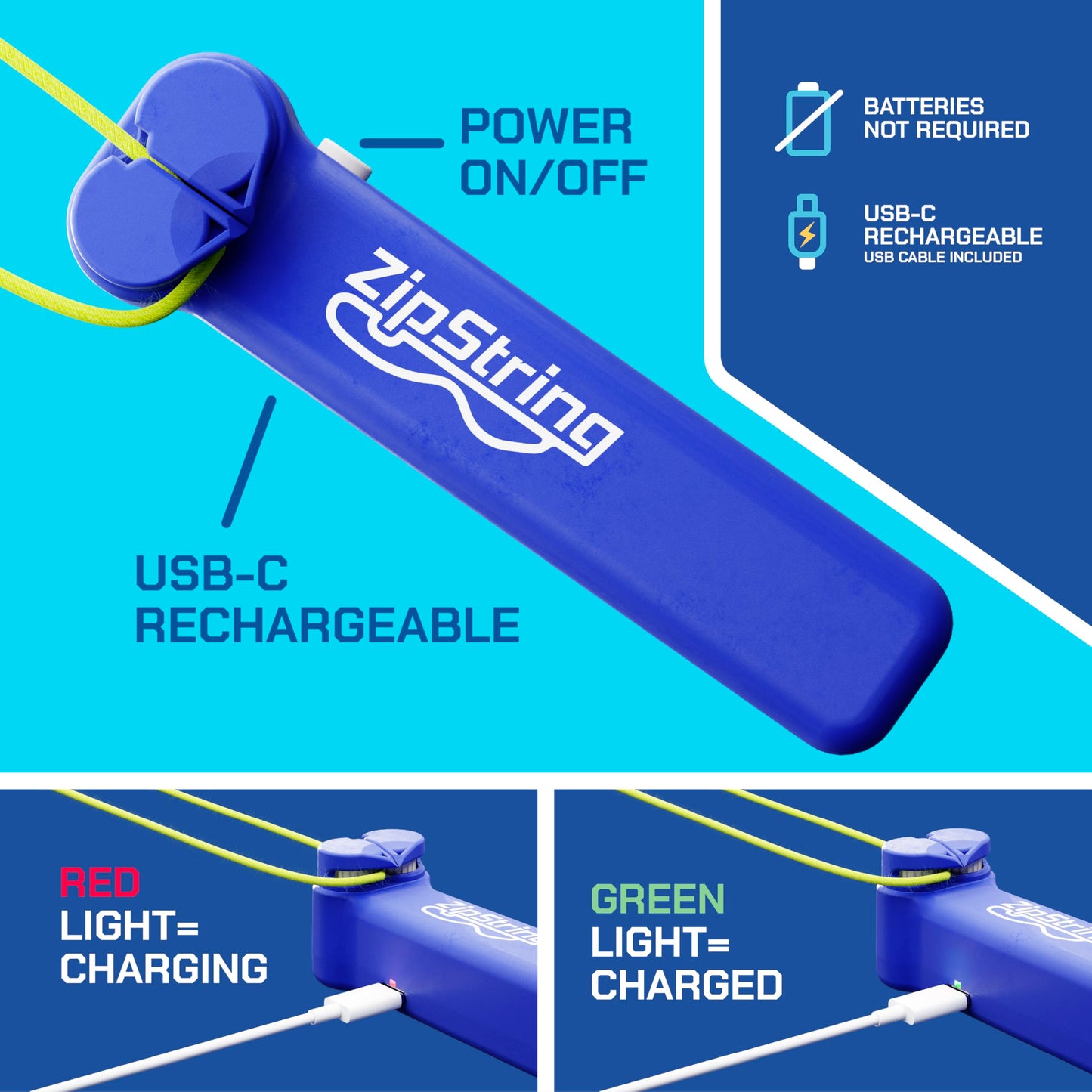 ZipString Original - As Seen on Shark Tank - Classic Rope Launcher Toy, Perfect for Kids & Adults - Fly a String Loop in The Air for Endless Tricks & Fun, Wonderment Awaits, Bold Blue