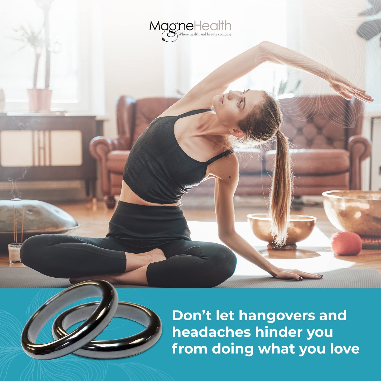 MAGNEHEALTH Holiday Hangover Hematite Ring, Elegant Magnetic Hematite Ring as Jewelry for Men and Women (Size 9)