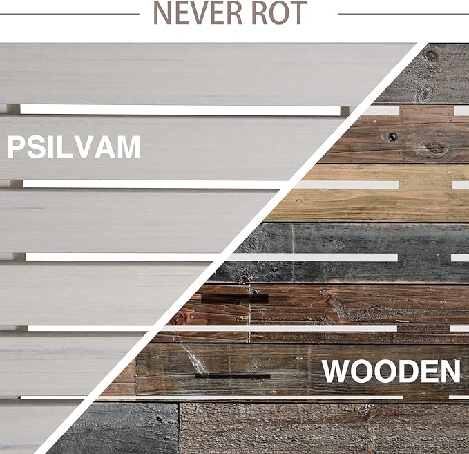Psilvam 2-Person Outdoor Poly Lumber Patio Backless Bench, Fade-Resistant & Odor-Free Poly Lumber Patio Furniture, Weatherproof, Suitable for Garden, Porch and Park, 700 Lbs Support (2pcs, Grey)