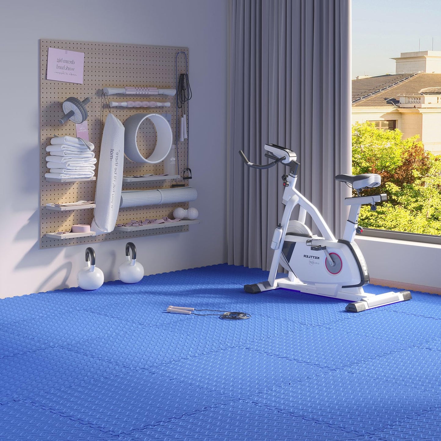 36 Pack Home Gym Mat, Puzzle Exercise Mat, EVA Interlocking Foam Floor Tiles for Home Workout Equipment and Kids' Play Areas -, 24 in x 24 in x ½ in, Blue 36 Tiles