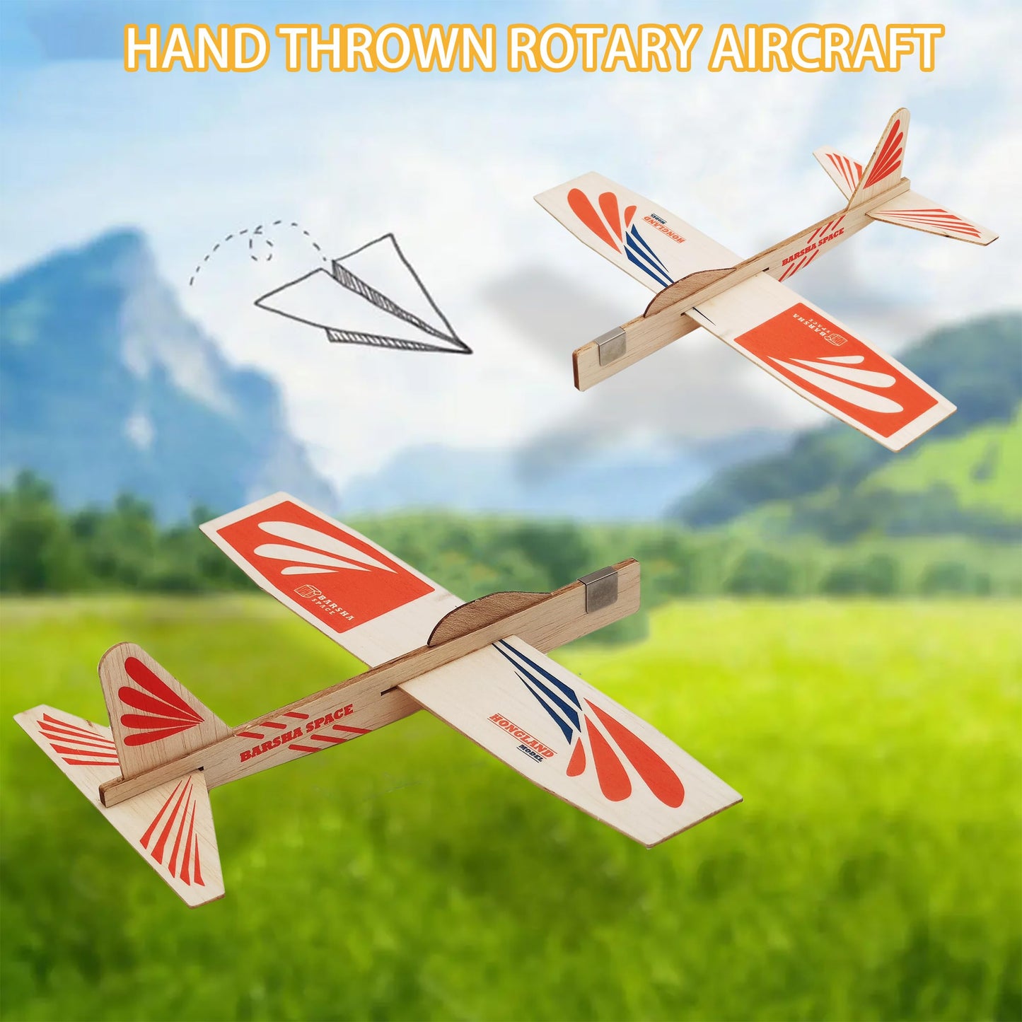 Barsha Space 4-Pack Balsa Wood Airplane Glider Kits for Kids - Model Toy Airplane Set | Perfect for Outdoor Flying in Yards, Parks & Open Spaces