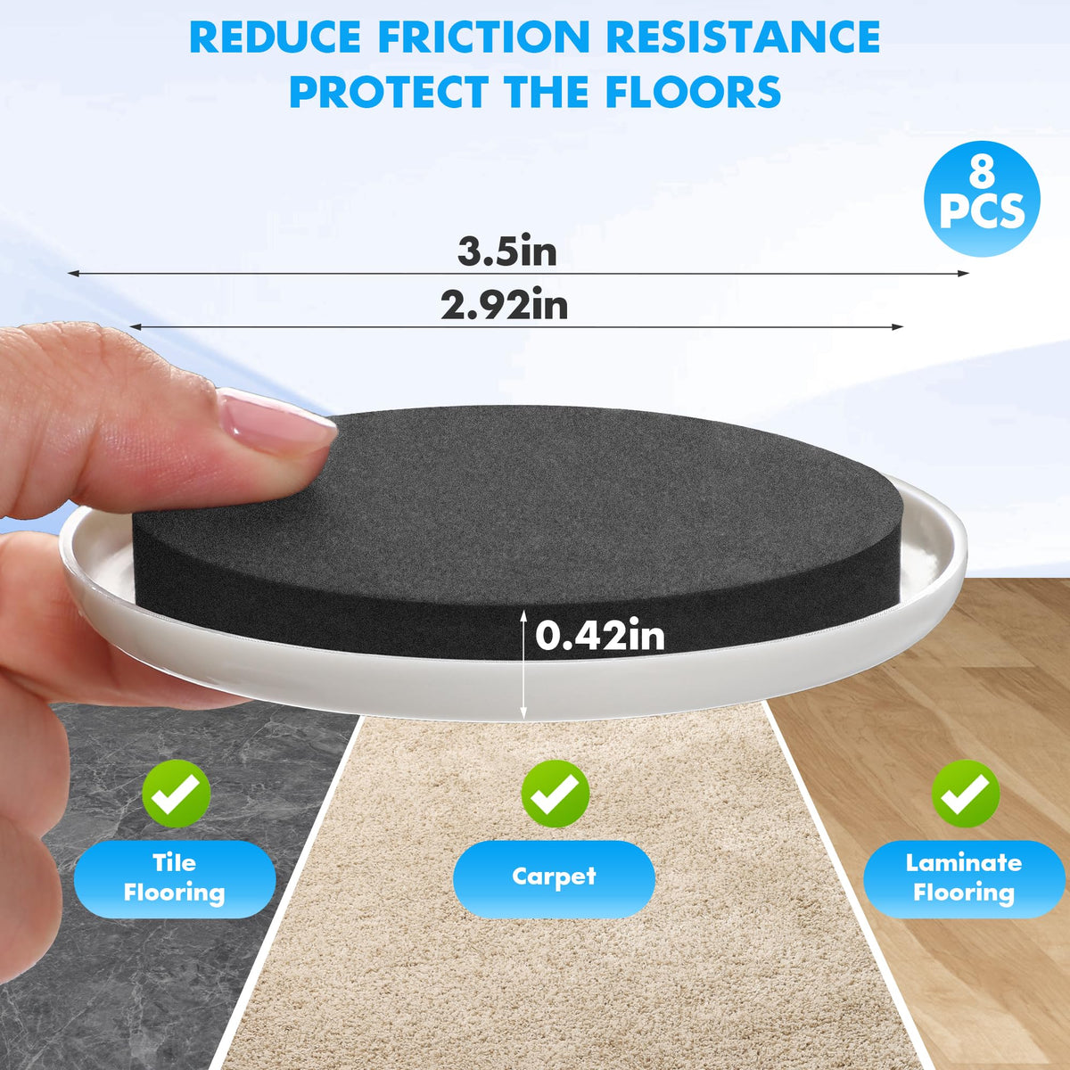 16 Pack Furniture Sliders for Hardwood Floors & Carpet