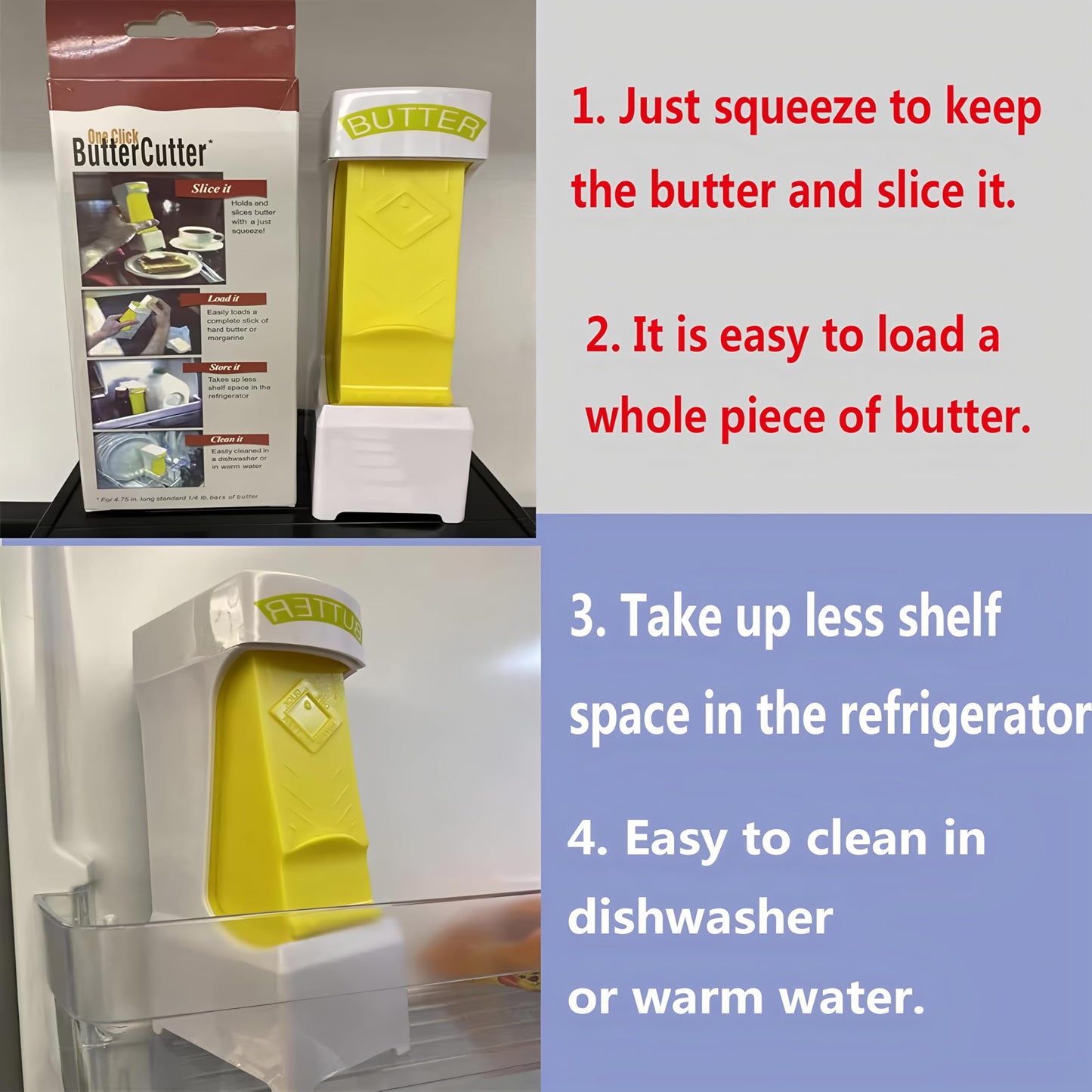 Butter Cutte, Simple One Click Stick Butter Cutter - Butter Cheese Cutter - Butter Dispenser to Store Butter for Making Bread, Cakes, Cookies. (Yellow)